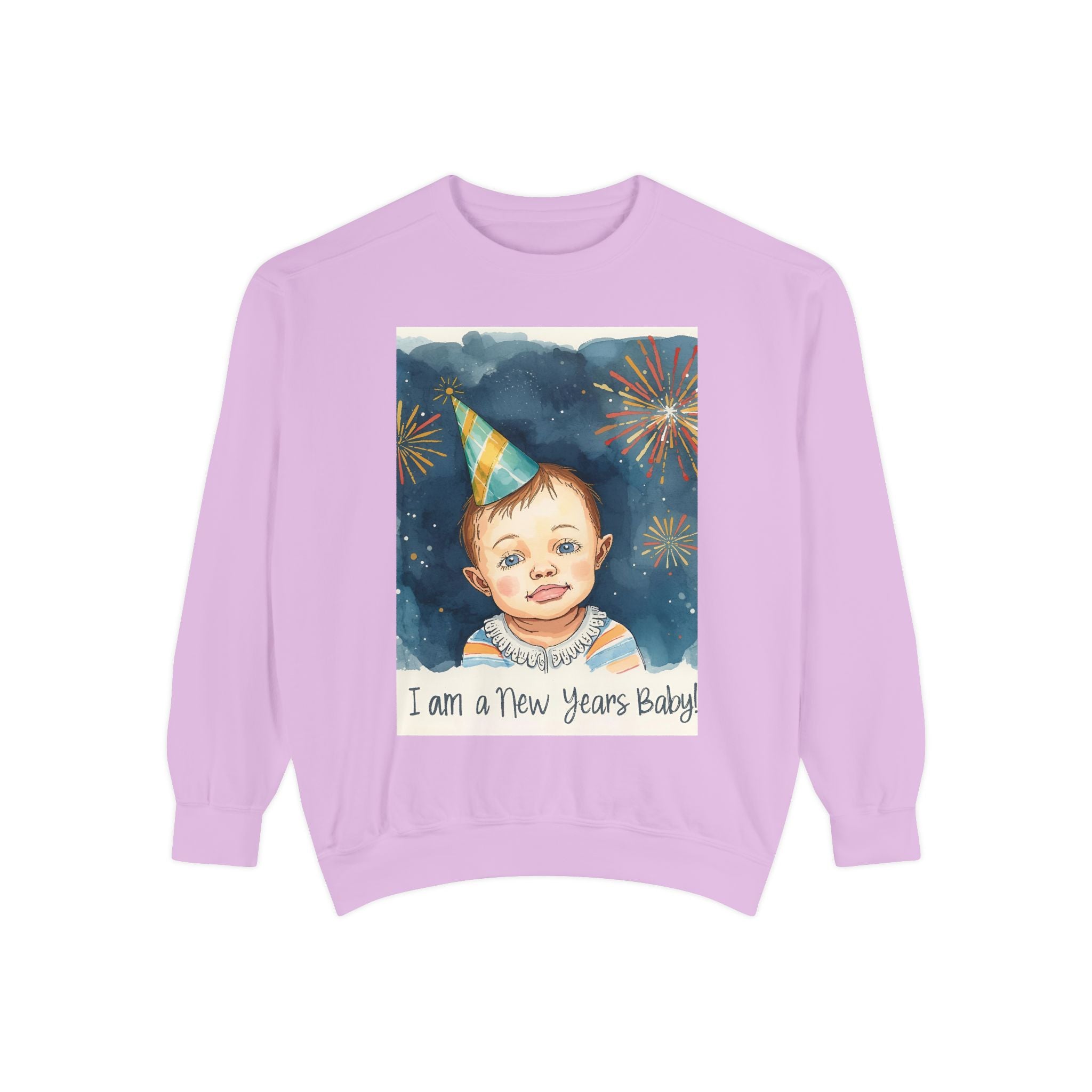 New Year's Baby Sweatshirt, Unisex Garment-Dyed Sweatshirt, Cute New Year Outfit, Holiday Gift, Baby Celebration Wear, Cozy Party Sweater