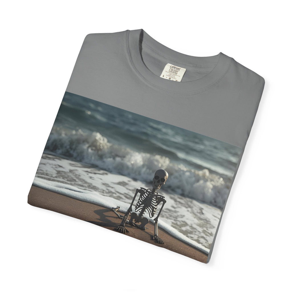 Halloween Beach Skeleton Vibes Unisex T-Shirt, Spooky Summer Tee, Fun Halloween Shirt, Beachwear, Casual Halloween Outfit