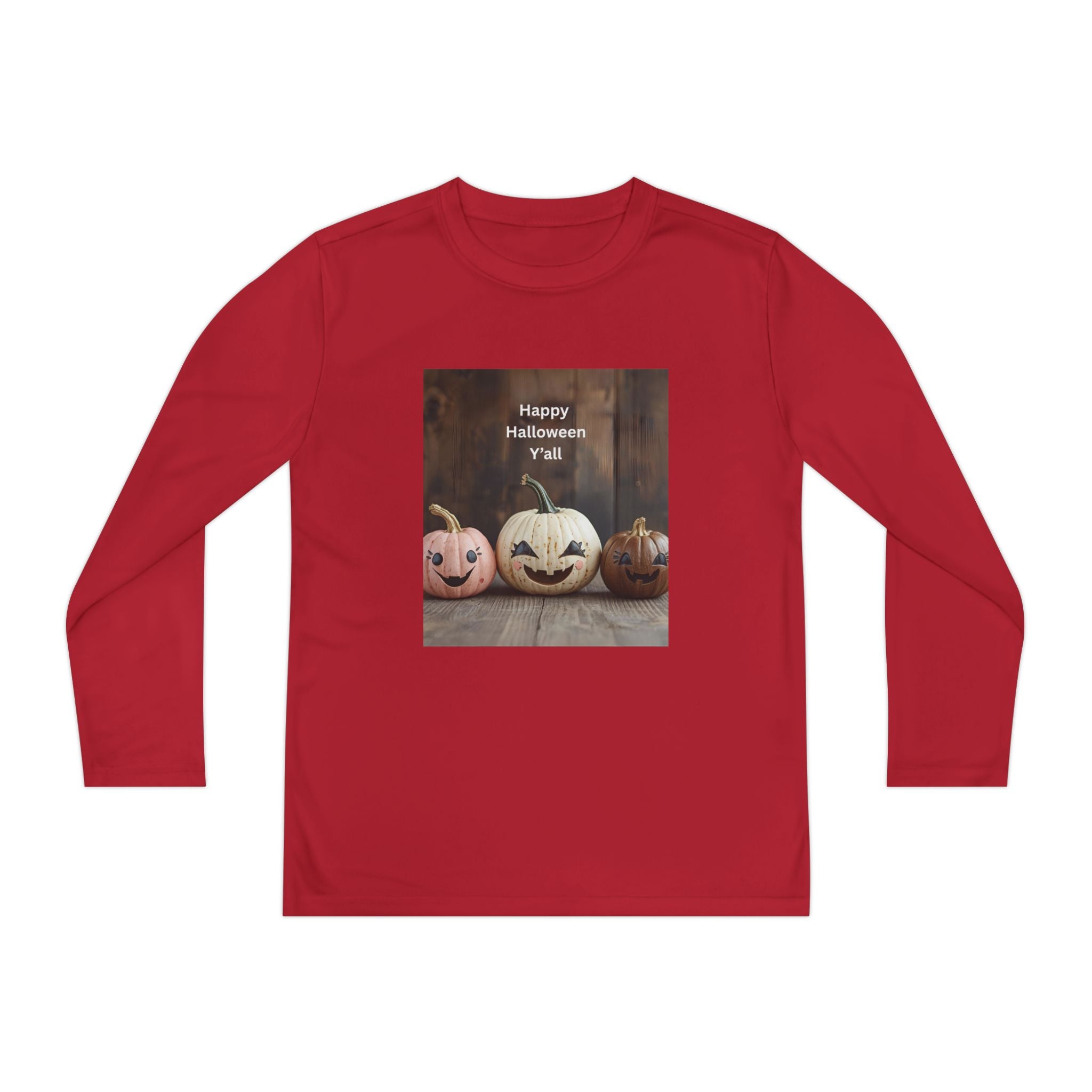 Happy Halloween Youth Long Sleeve Tee, Spooky Kids Top, Fall Costume Shirt, Trick or Treat Apparel, Pumpkin Graphic Tee
