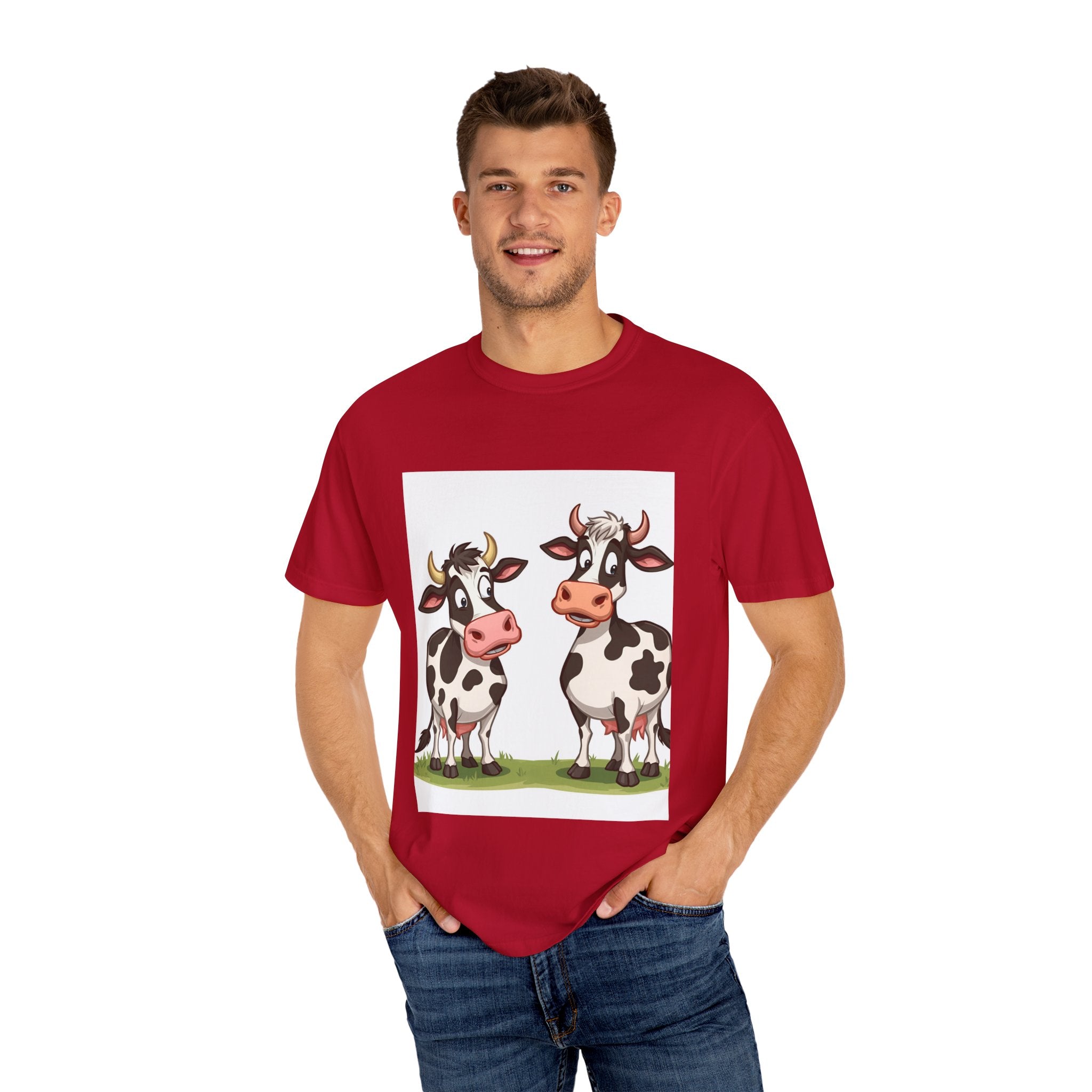 Cute Cows Unisex T-Shirt, Cute Cow Graphic Tee, Animal Lover Gift, Casual Wear, Birthday Present, Fun Farm Shirt