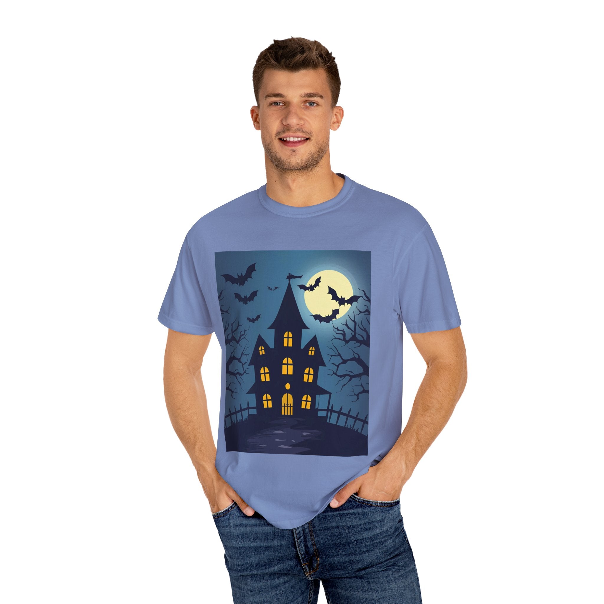 Haunted House Graphic T-Shirt | Halloween Tee, Unisex Shirt, Spooky Top, Fall Apparel, Gift for Halloween Lovers