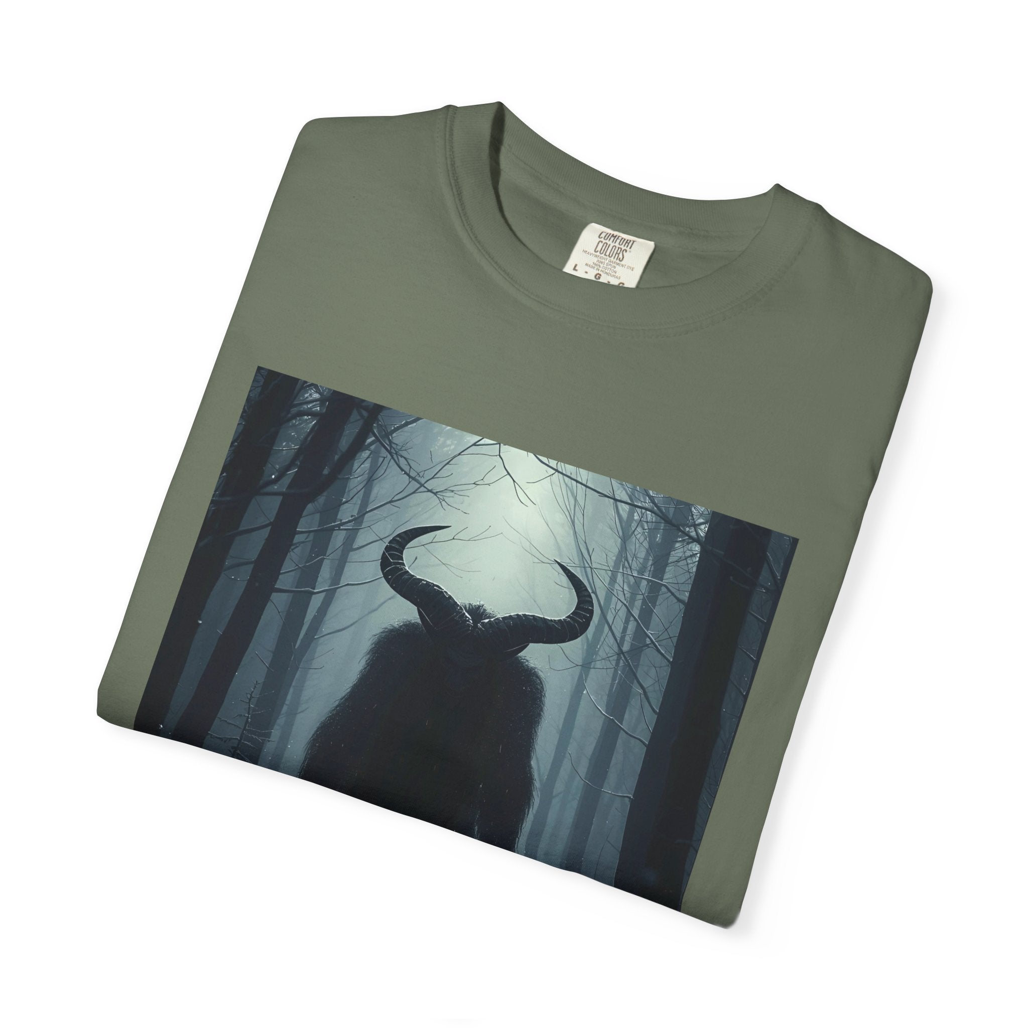 Spooky Forest Creature T-Shirt | Unisex Garment-Dyed Tee | Nature Lover Apparel, Graphic Tee, Gift for Him, Outdoor Adventure Wear
