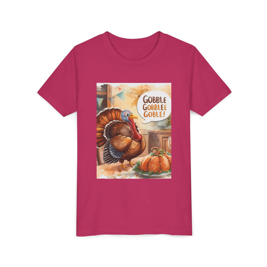 Thanksgiving Turkey Youth Tee, Gobble Gobble Shirt, Kids Thanksgiving Apparel, Fall Celebration Tee, Funny Turkey Shirt