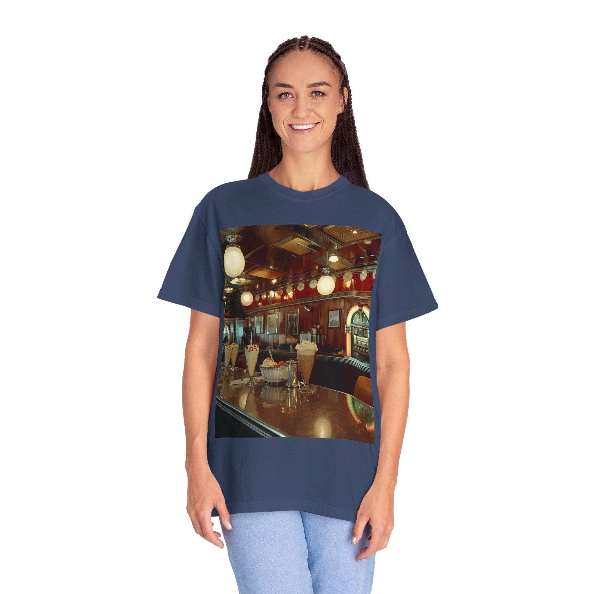 Cozy Cafe Vibe T-Shirt | Unisex Garment-Dyed Tee for Casual Outings, Vintage Style, Ice Cream Lovers, Retro Aesthetic, Everyday Wear