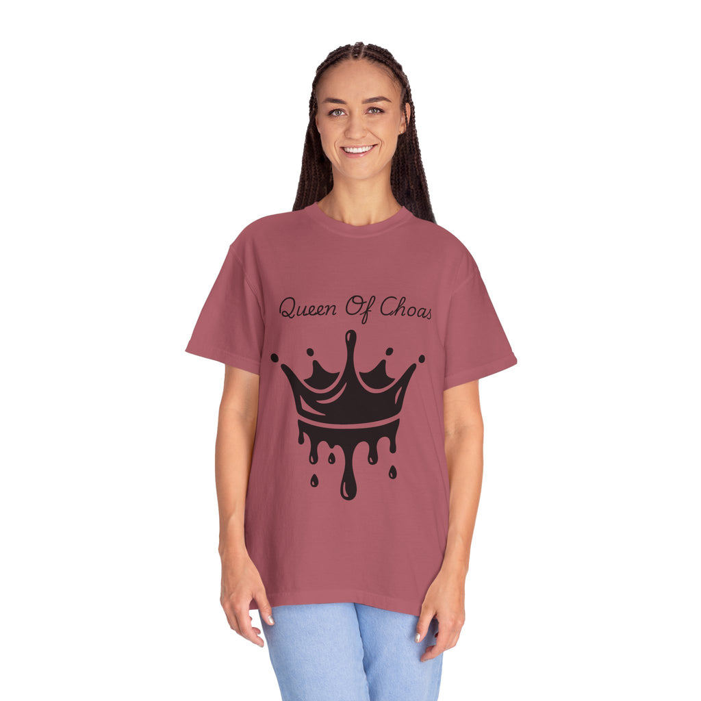 Queen of Chaos T-Shirt, Unisex Garment-Dyed Tee, Fun Casual Wear, Unique Gift Idea, Perfect for Celebrations