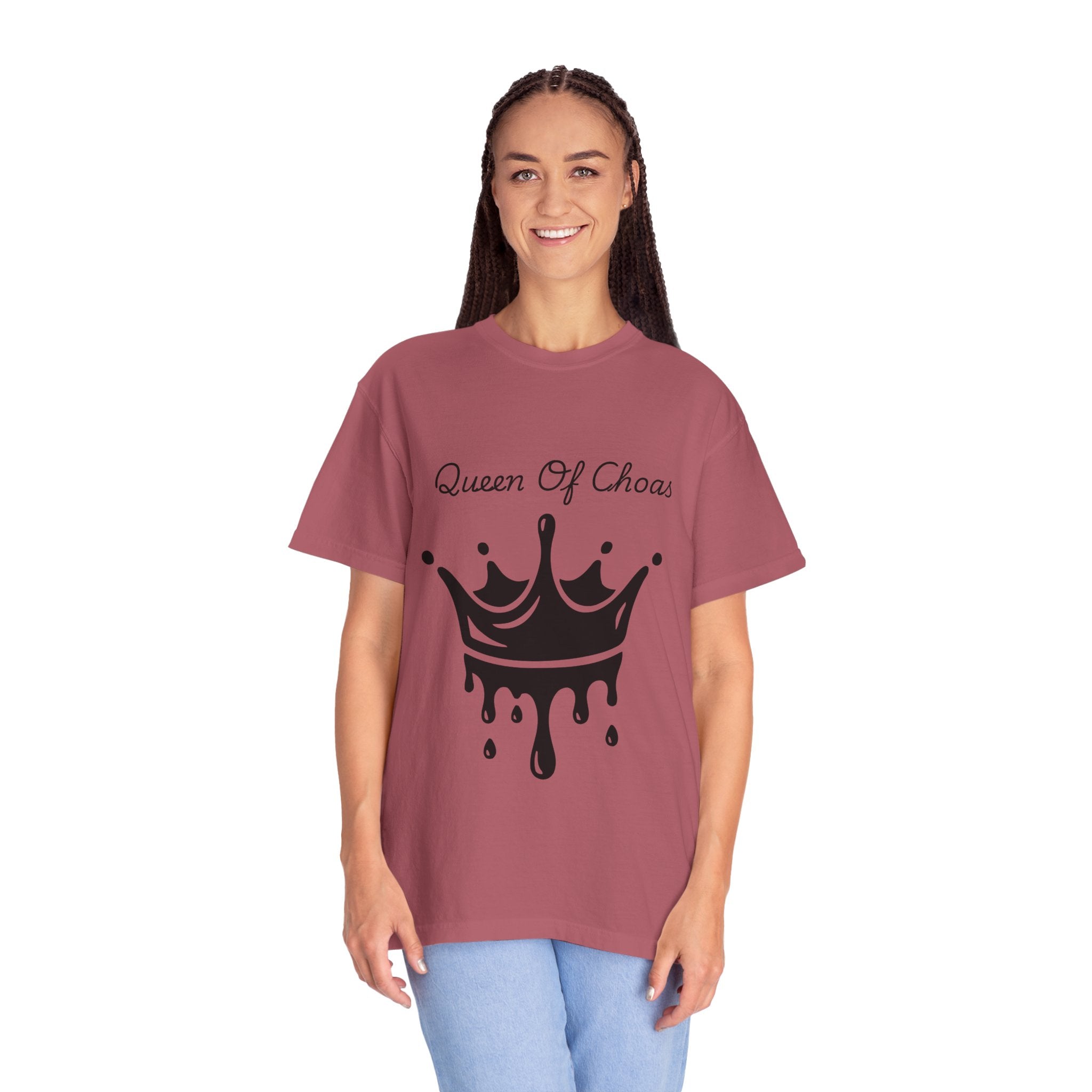 Queen of Chaos T-Shirt, Unisex Garment-Dyed Tee, Fun Casual Wear, Unique Gift Idea, Perfect for Celebrations