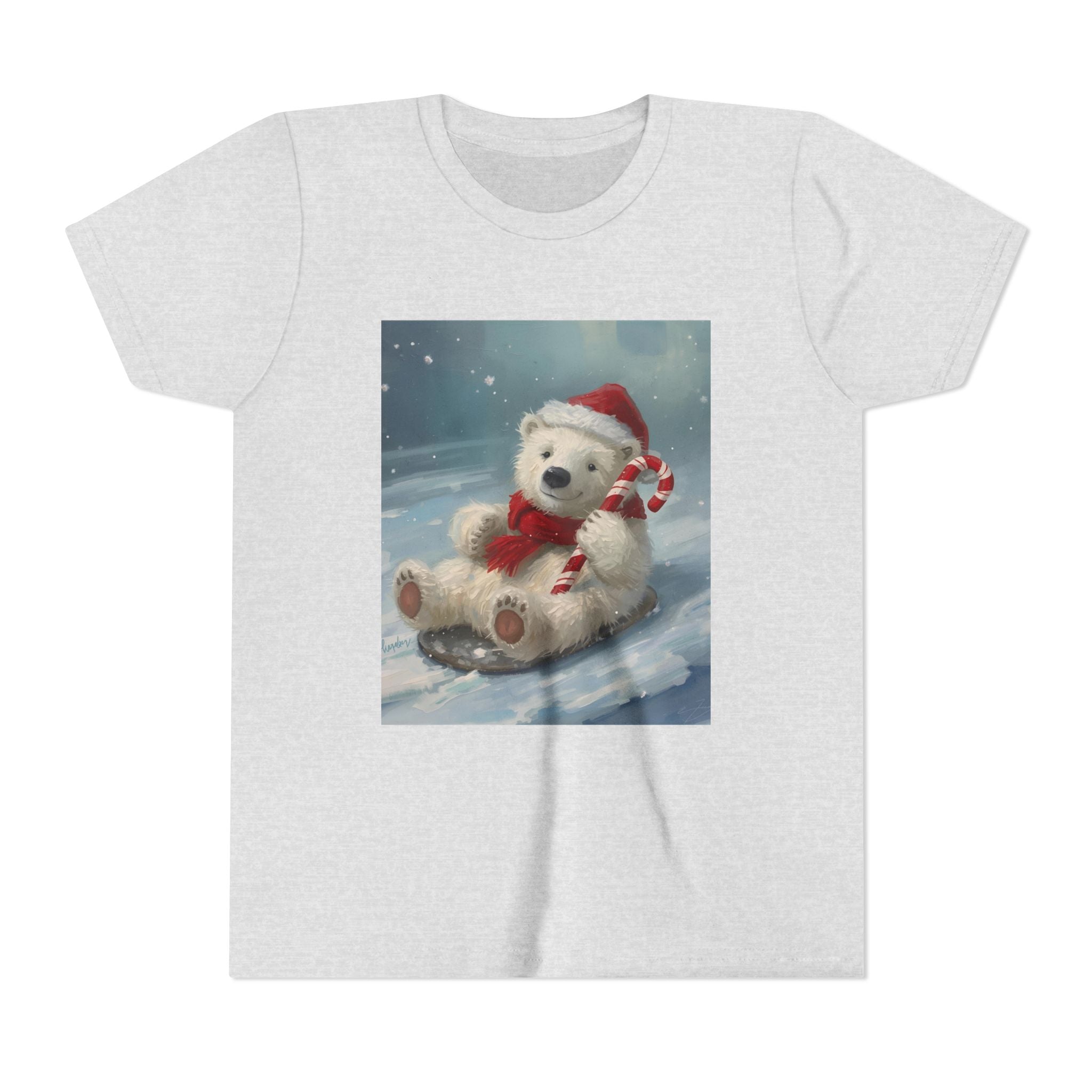 Cute Christmas Bear Youth Short Sleeve Tee