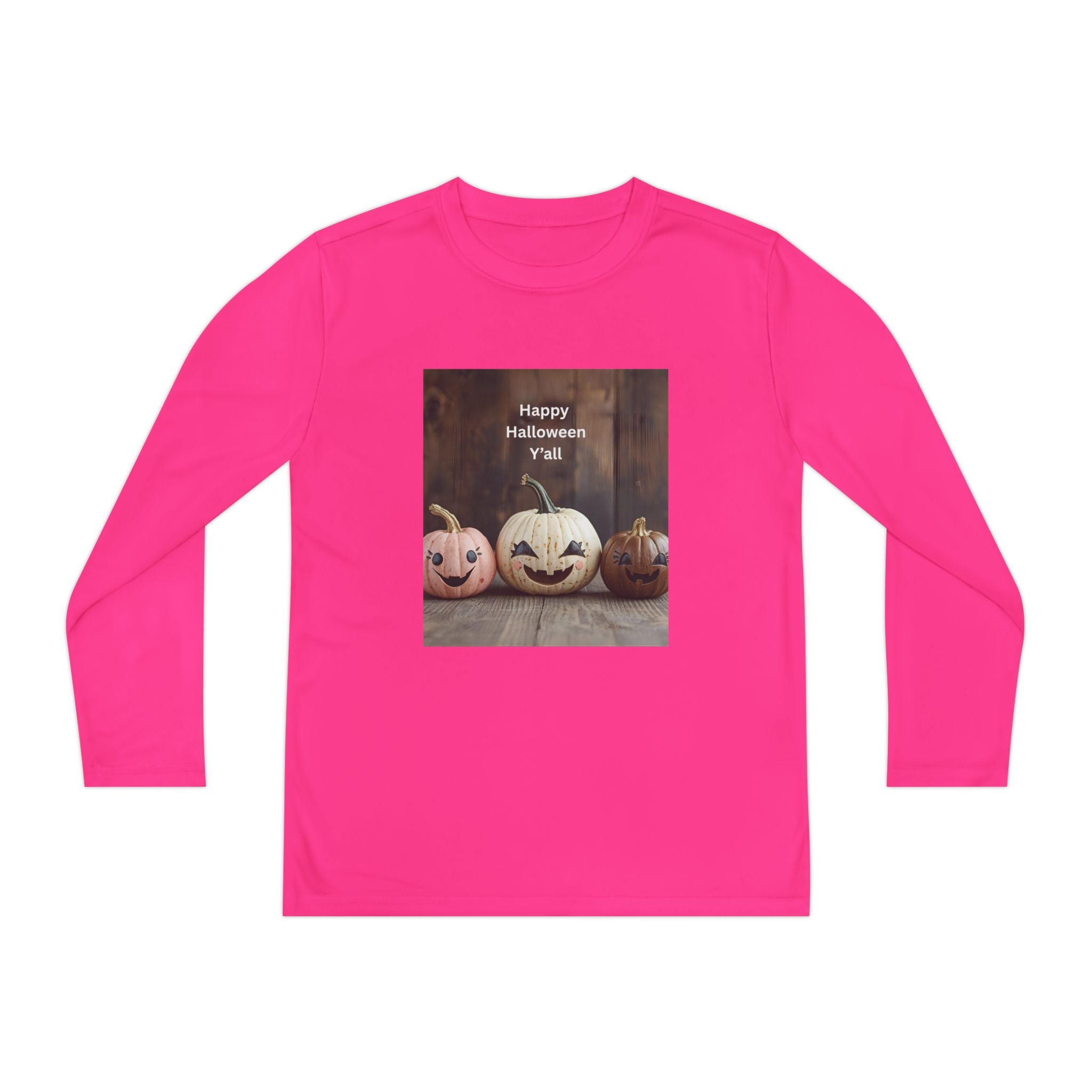 Happy Halloween Youth Long Sleeve Tee, Spooky Kids Top, Fall Costume Shirt, Trick or Treat Apparel, Pumpkin Graphic Tee
