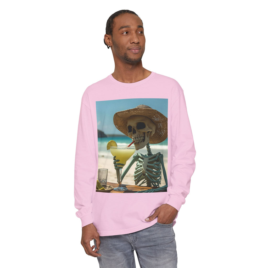 Chill Vibes Skeleton Unisex Garment-dyed Long Sleeve T-Shirt