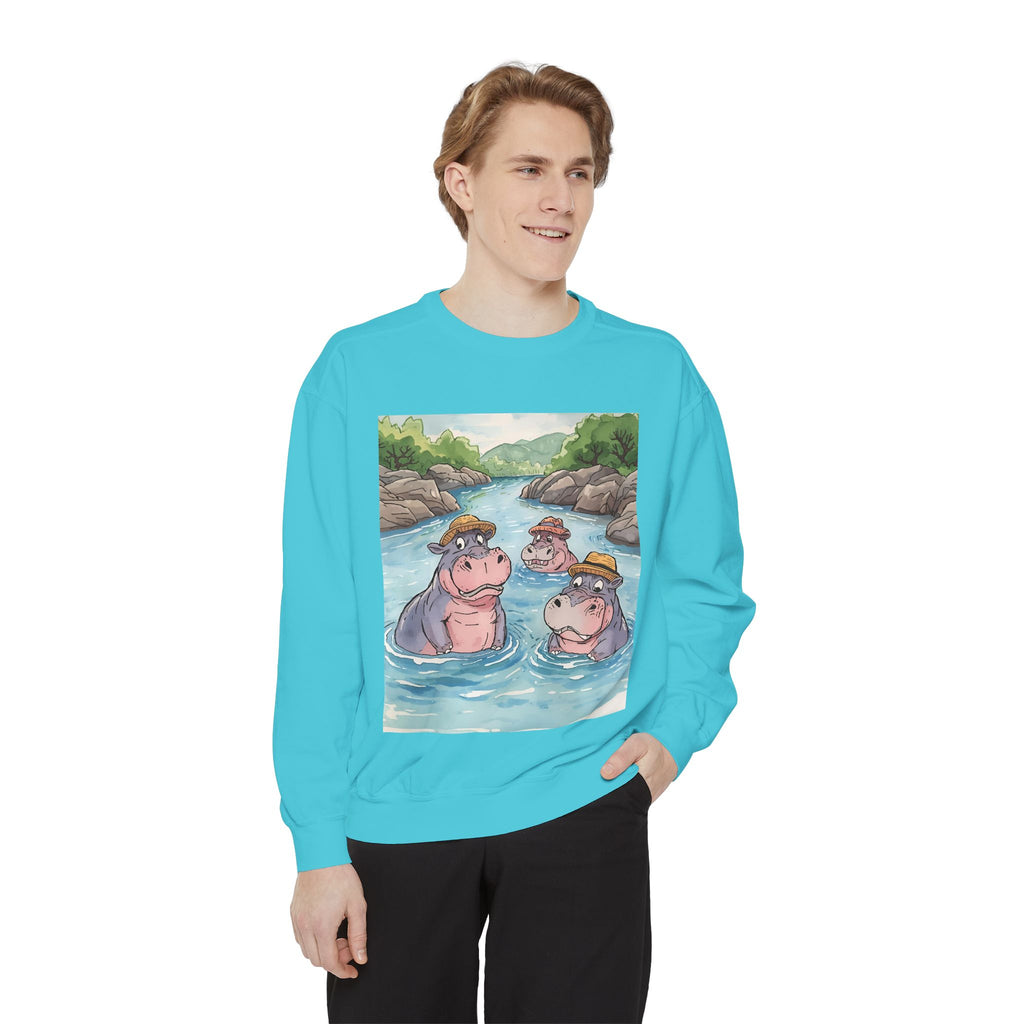 Hippo Cute Unisex Garment-Dyed Sweatshirt