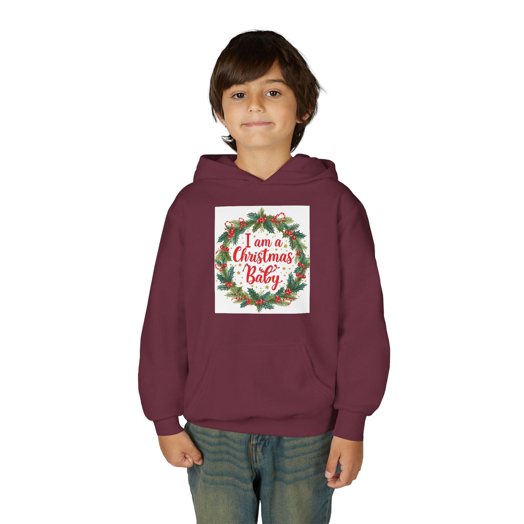 I Am A Christmas Baby Youth Heavy Blend Hooded Sweatshirt