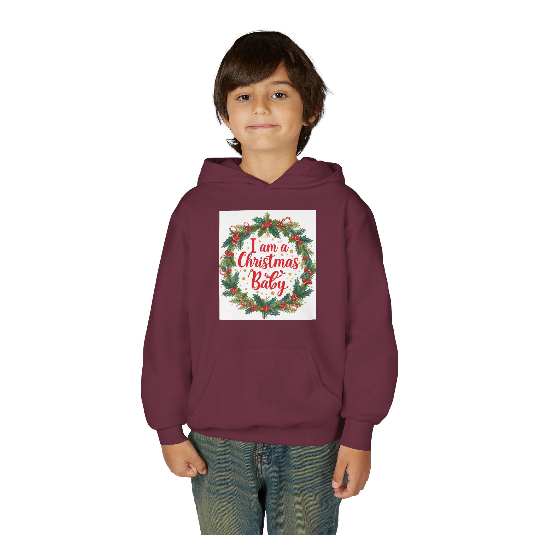 I Am A Christmas Baby Youth Heavy Blend Hooded Sweatshirt