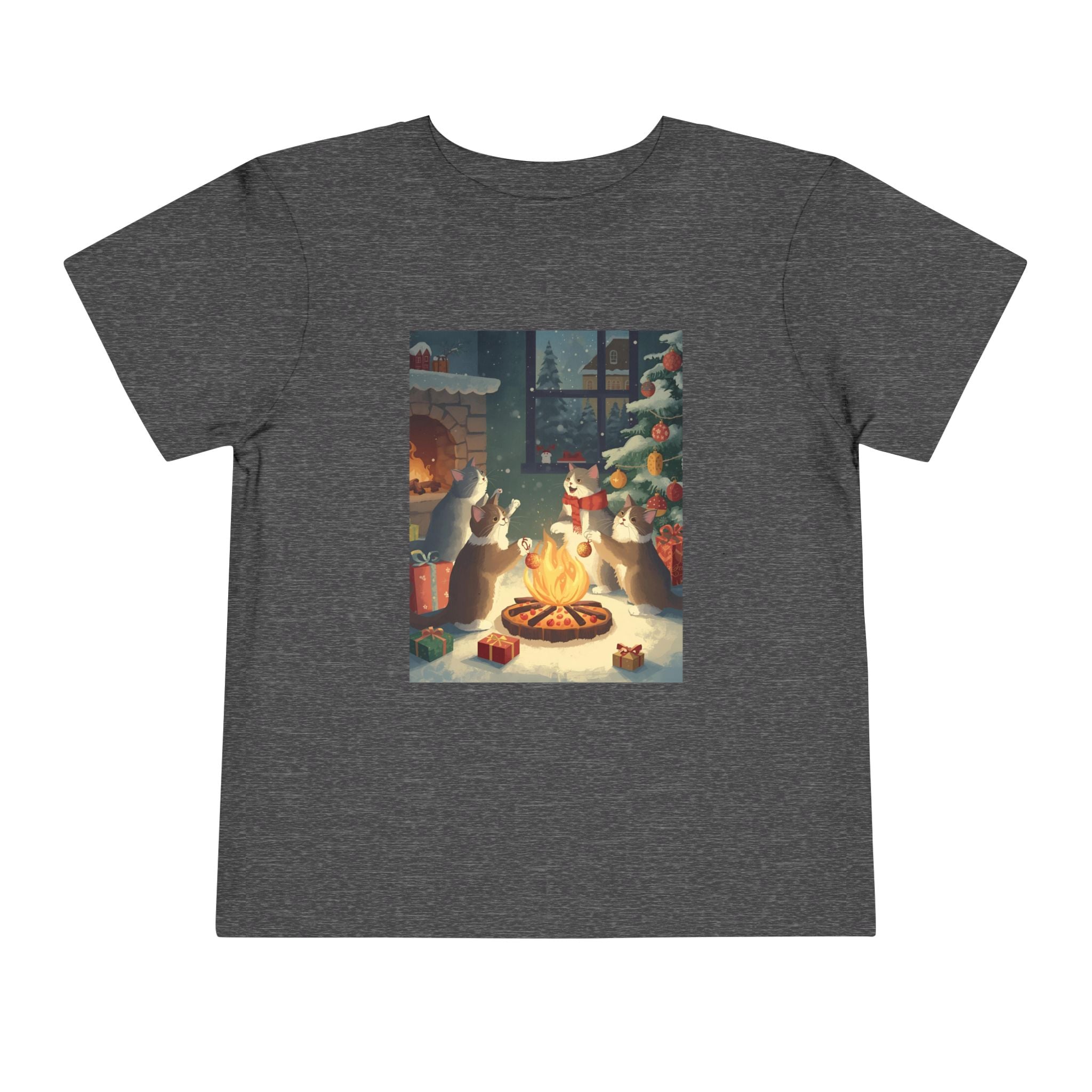 Cute Cat Christmas Festive Toddler Short Sleeve Tee