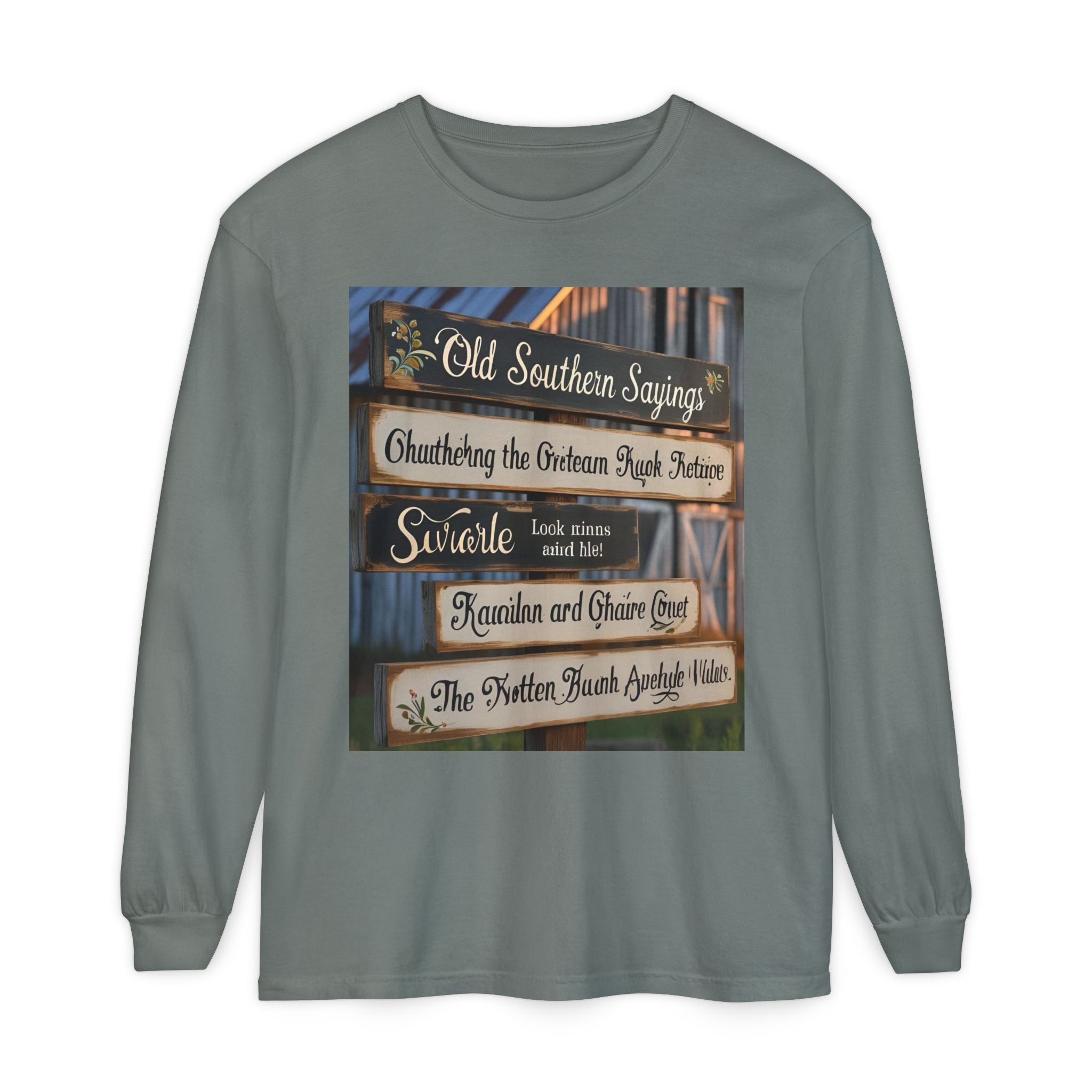 Old Southern Saying Crossings Long Sleeve Tee, Casual Wear, Gift for Southerners, Rustic Style Shirt, Unique Southern Culture Apparel