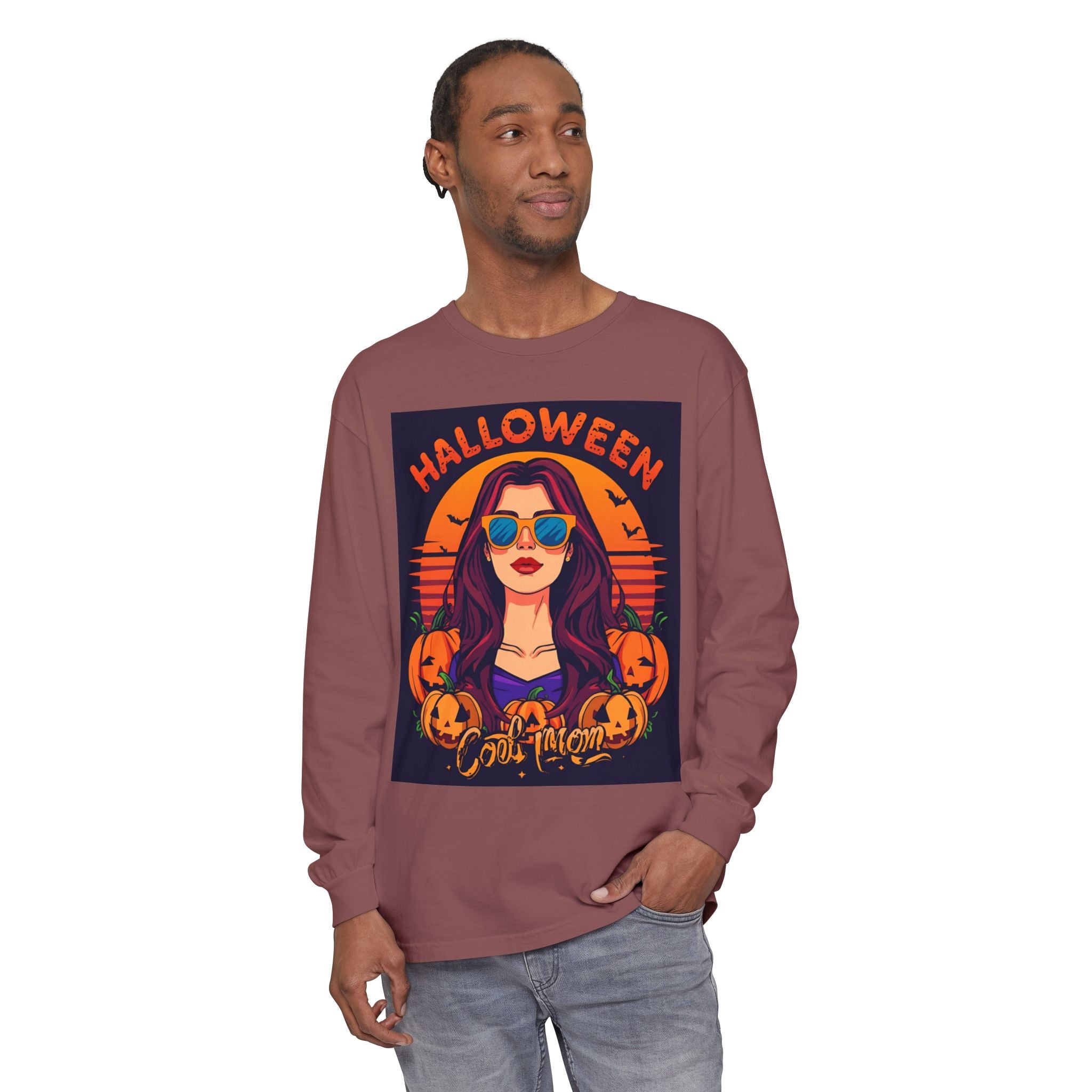 Halloween Themed Unisex Garment-dyed Long Sleeve T-Shirt