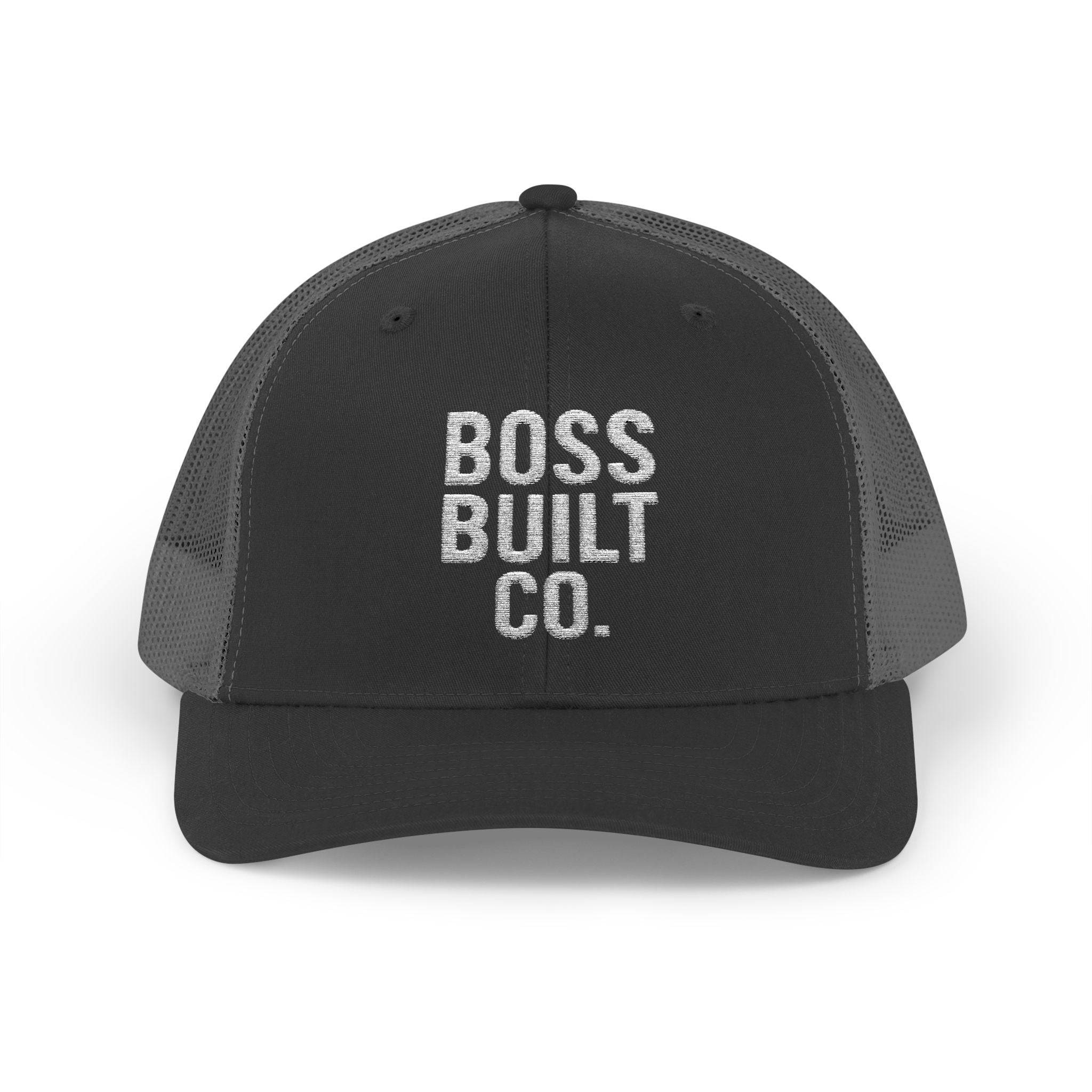 Boss Built Co. Trucker Hat — Vintage Distressed Snapback Cap for Builders & Makers