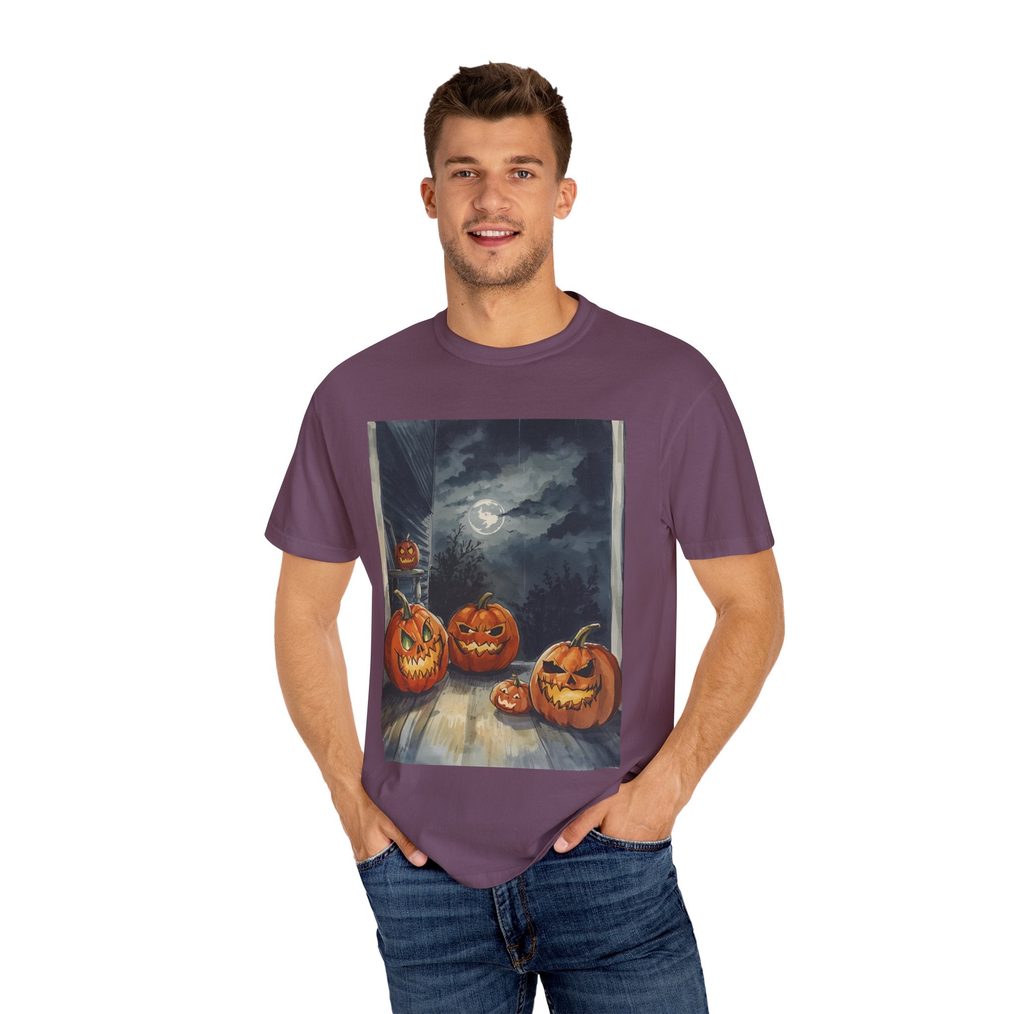 Halloween Pumpkin Spooky Unisex Garment-Dyed T-shirt