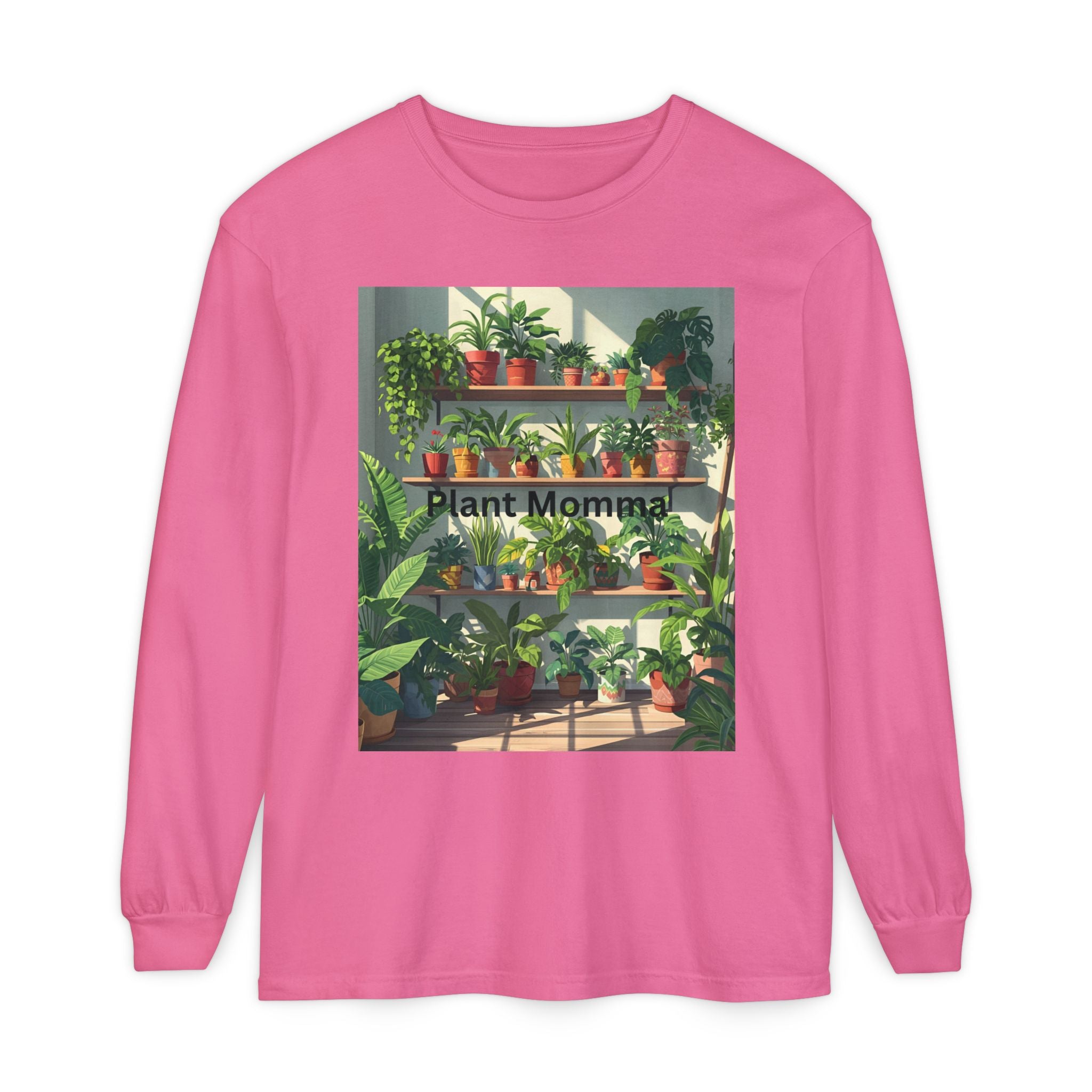Plant Momma Long Sleeve T-Shirt, Perfect for Plant Lovers, Gardening Gifts, Eco-friendly Fashion, Casual Wear, Spring Celebrations