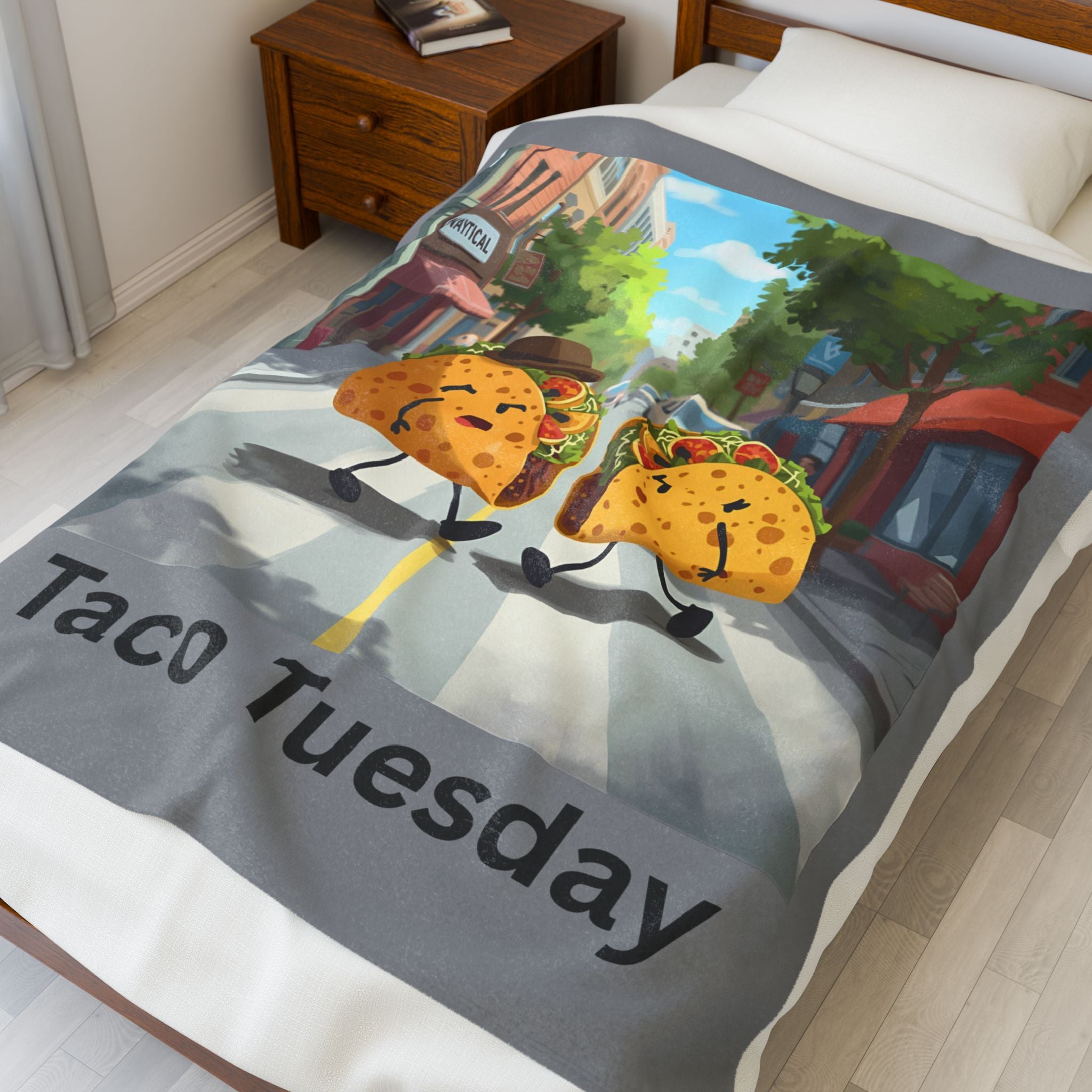 Taco Tuesday Velveteen Plush Blanket, Cozy Taco Blanket, Cute Throw Blanket, Unique Gift for Taco Lovers, Fun Home Decor