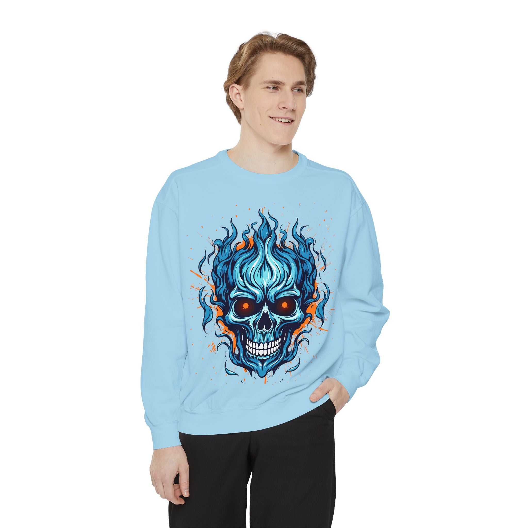 Blue Skull Unisex Garment-Dyed Sweatshirt