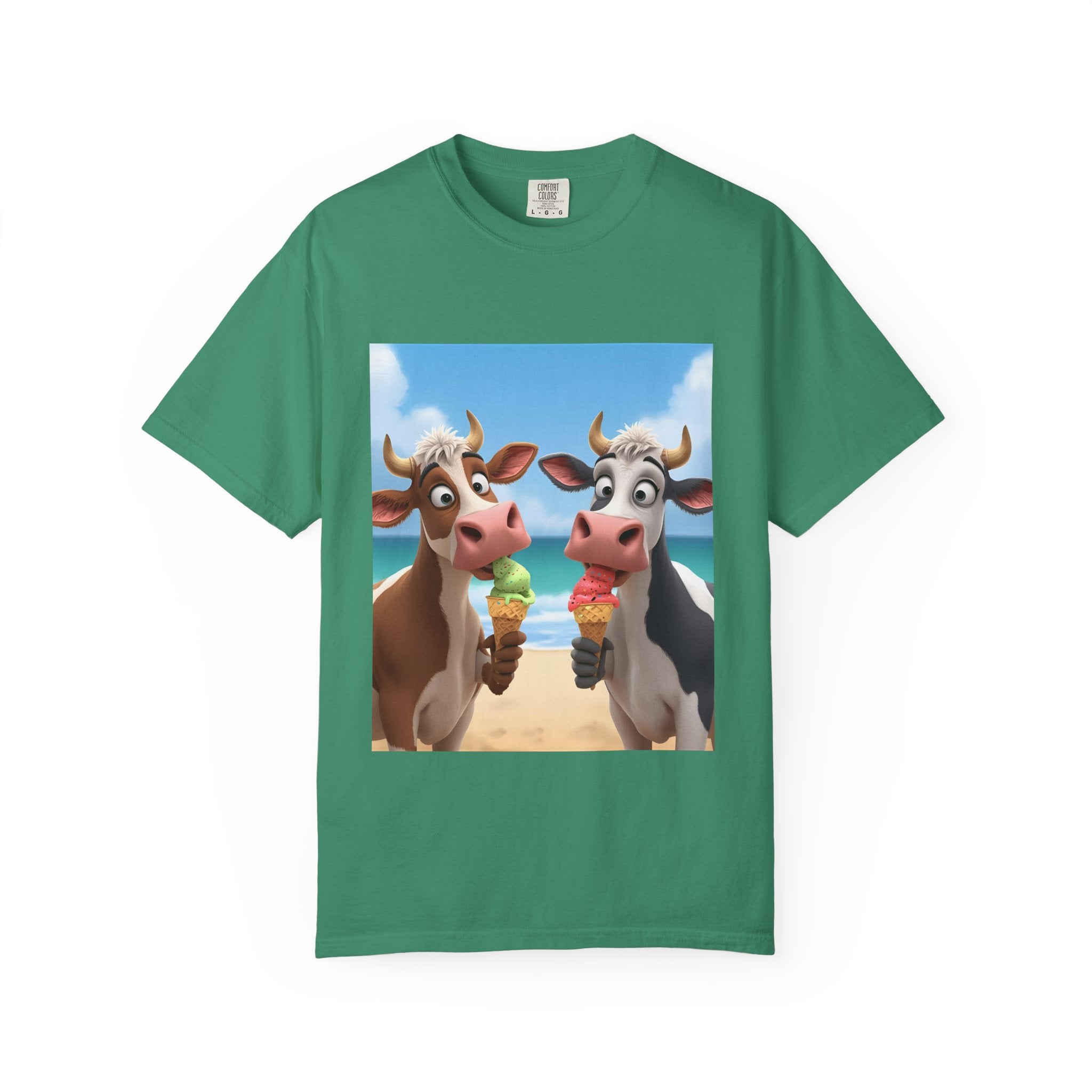 Cute Cow Ice Cream T-Shirt, Fun Summer Tee, Animal Lover Gift, Unisex Casual Top, Beach Vibes Apparel, Cute Gift for Friends