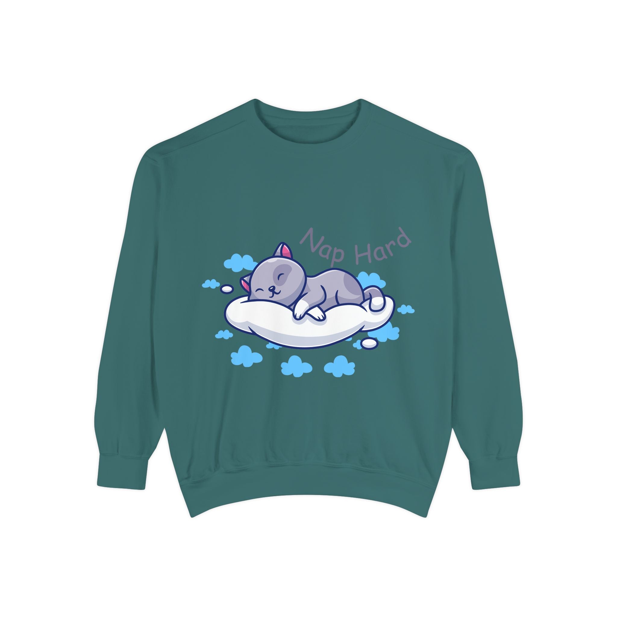 Cozy Cat Nap Hard Unisex Garment-Dyed Sweatshirt