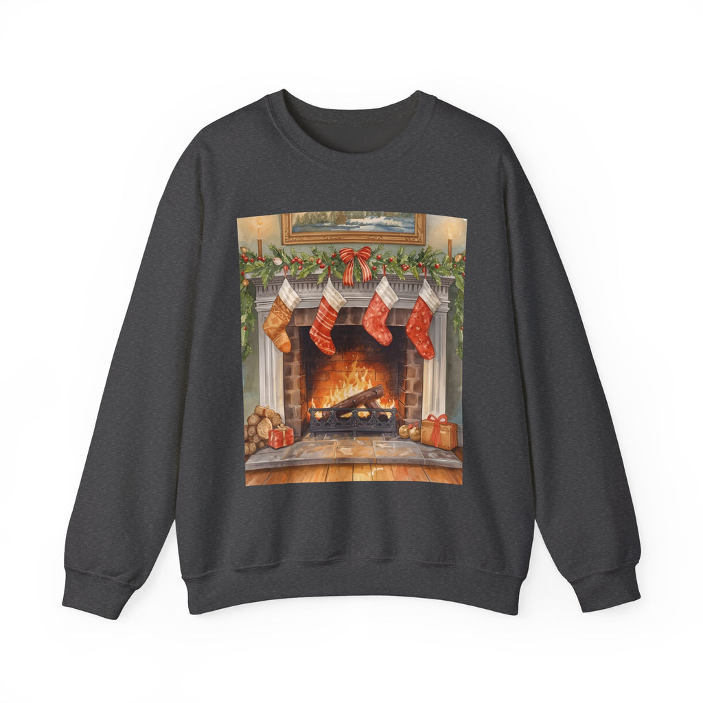 Christmas Stocking Fireplace Unisex Heavy Blend™ Crewneck Sweatshirt