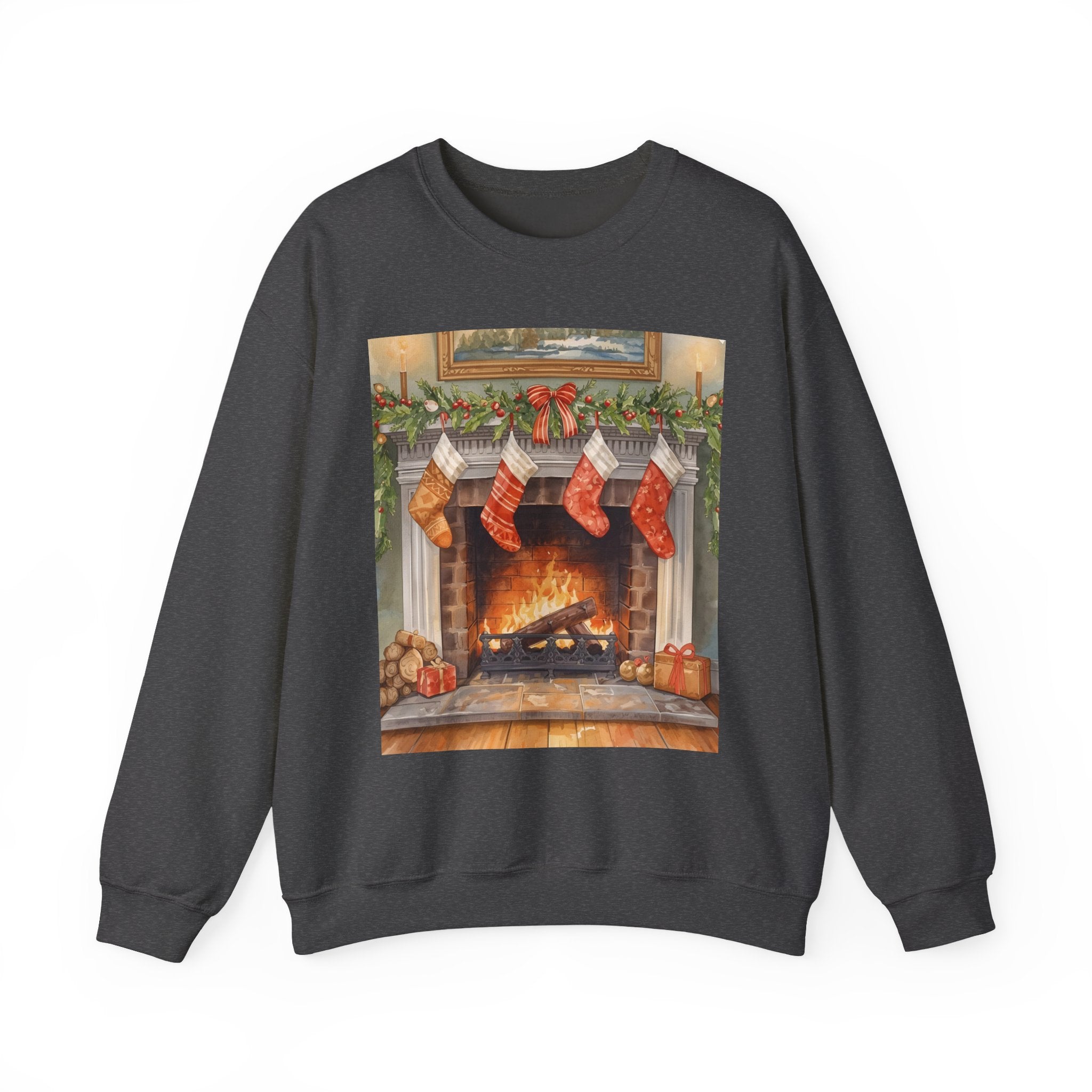 Christmas Stocking Fireplace Unisex Heavy Blend™ Crewneck Sweatshirt