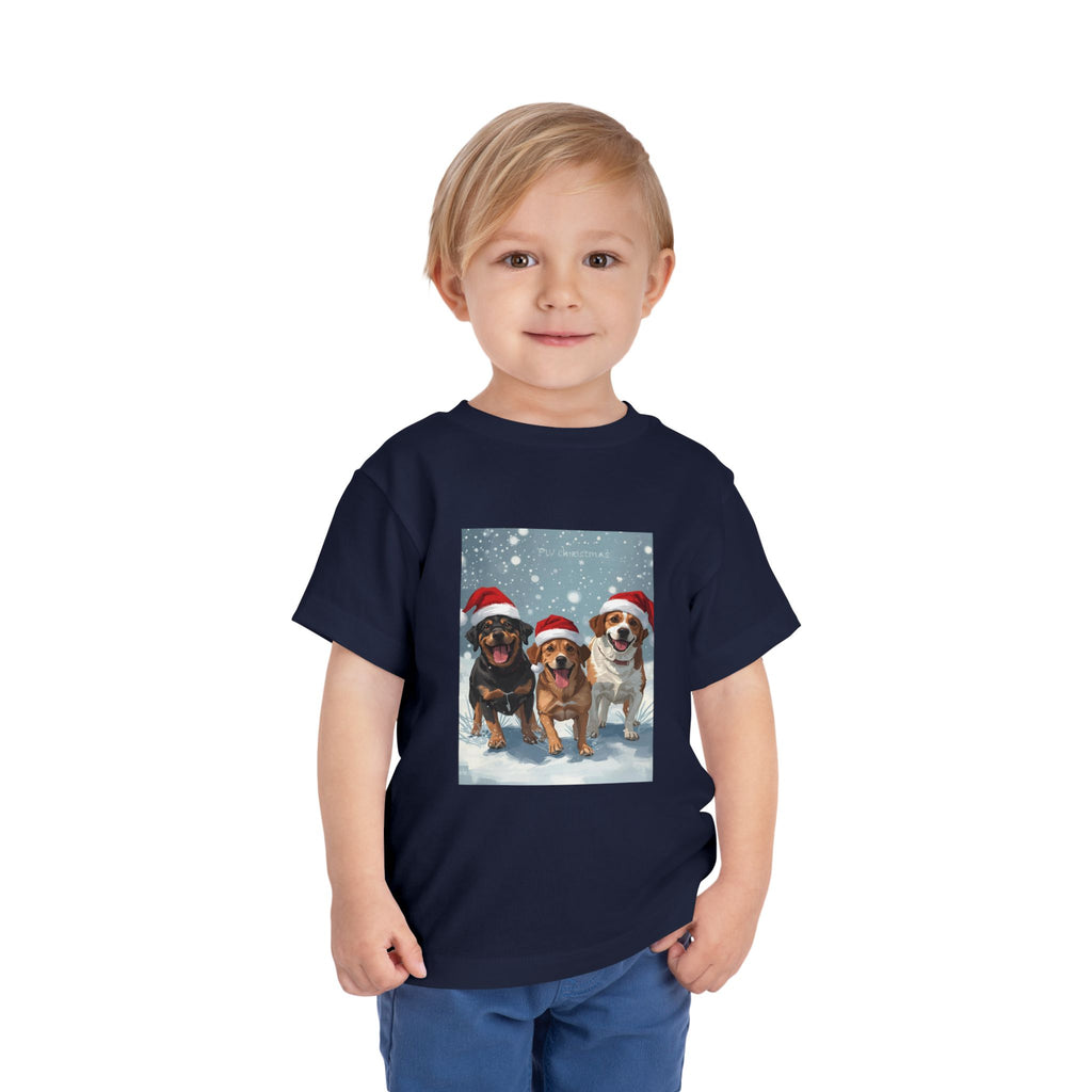 Cute Christmas Dogs Toddler Short Sleeve Tee