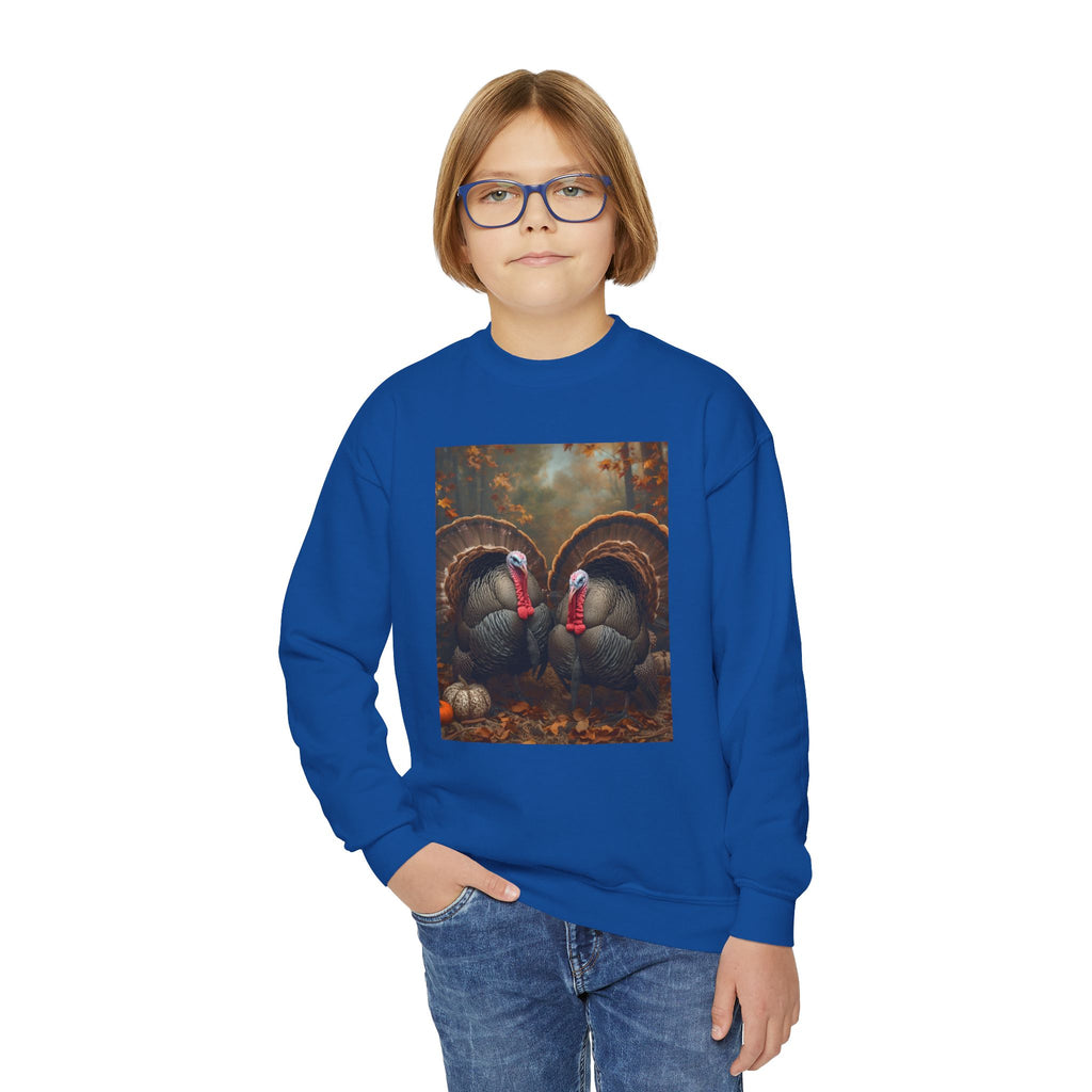 Thanksgiving Thankful Turkeys Youth Crewneck Sweatshirt, Cozy Fall Apparel, Thanksgiving Gift, Kids Sweatshirt, Autumn Fashion