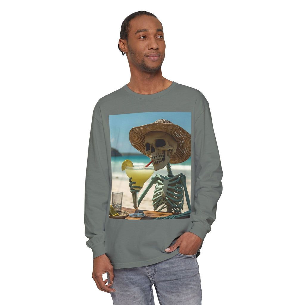 Chill Vibes Skeleton Unisex Garment-dyed Long Sleeve T-Shirt