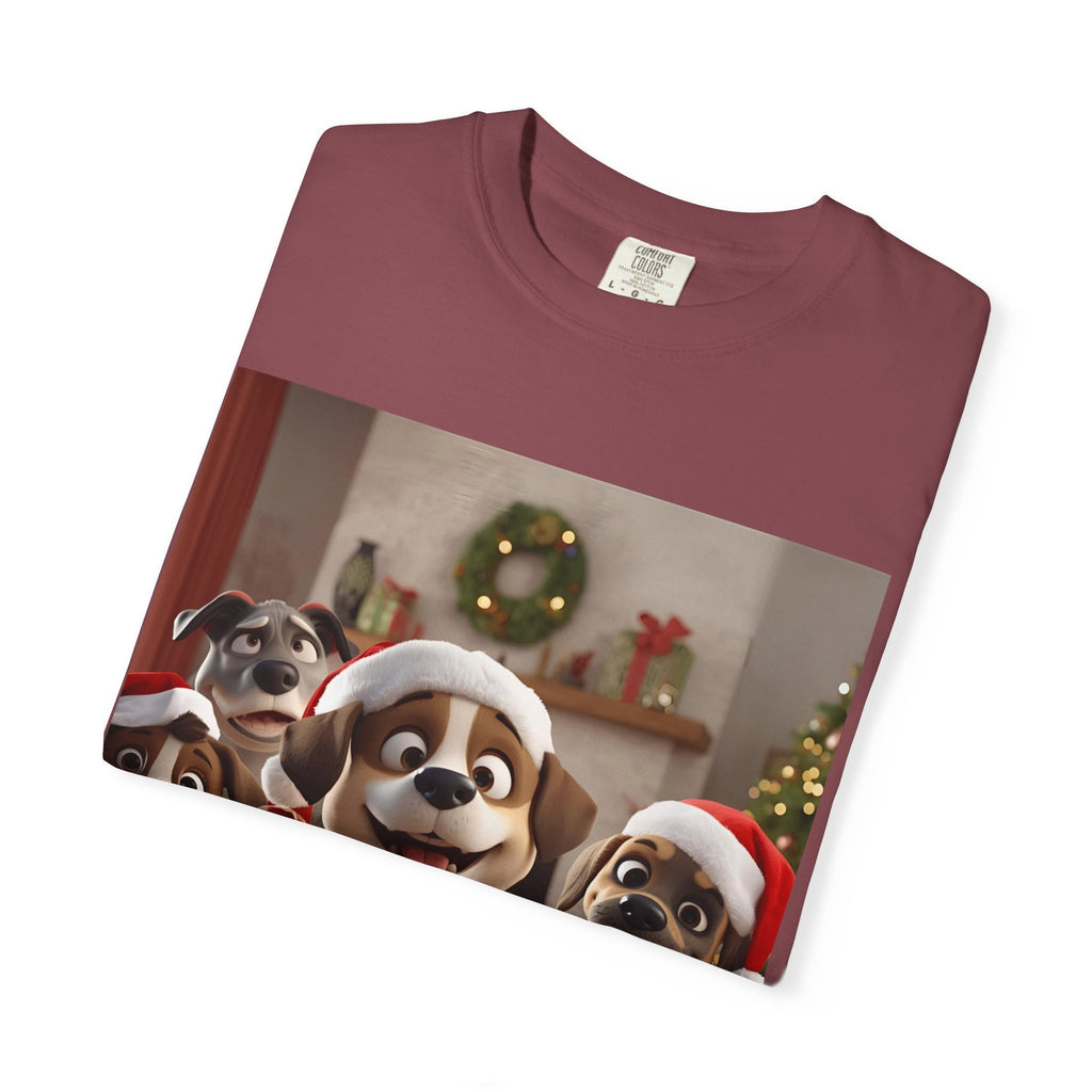Cute Christmas Festive Dog Lovers T-Shirt | Unisex Garment-Dyed Tee for Dog Enthusiasts | Holiday Gift, Christmas Apparel, Pet Lover Shirt