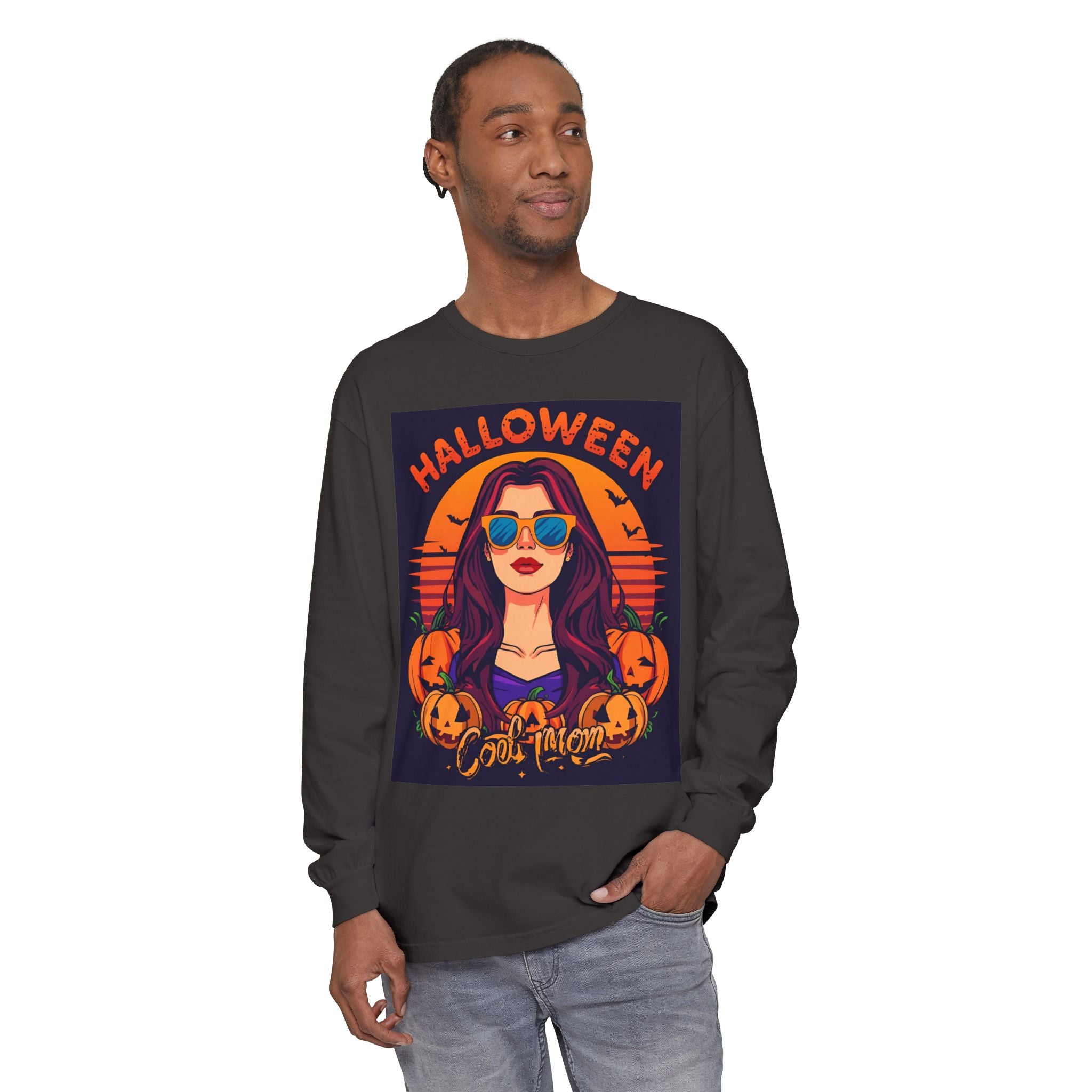 Halloween Themed Unisex Garment-dyed Long Sleeve T-Shirt