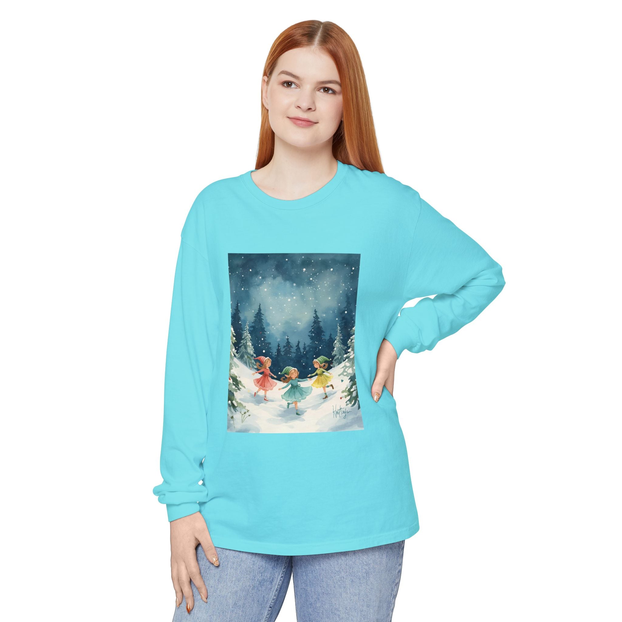 Winter Wonderland Long Sleeve T-Shirt, Cozy Graphic Tee, Perfect for Holidays, Gift for Her, Winter Apparel, Seasonal Fashion
