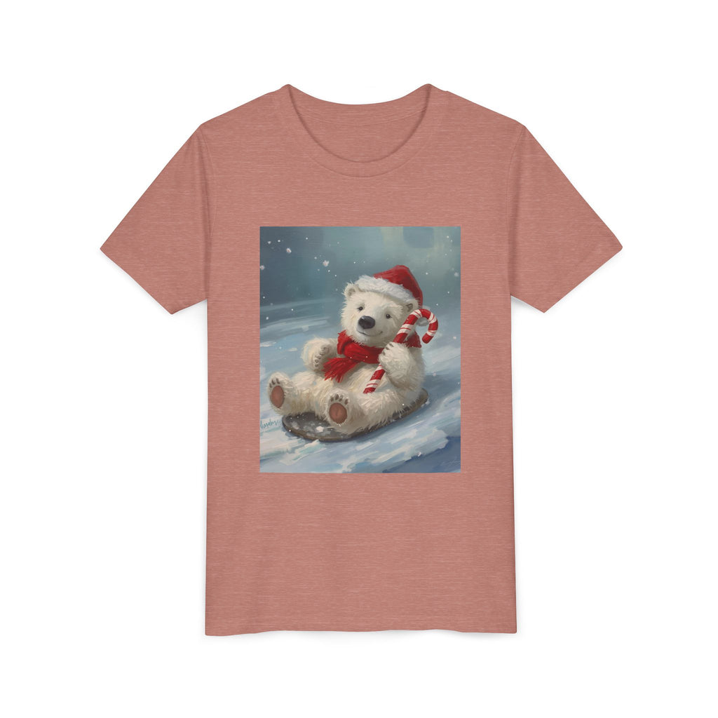 Cute Christmas Bear Youth Short Sleeve Tee