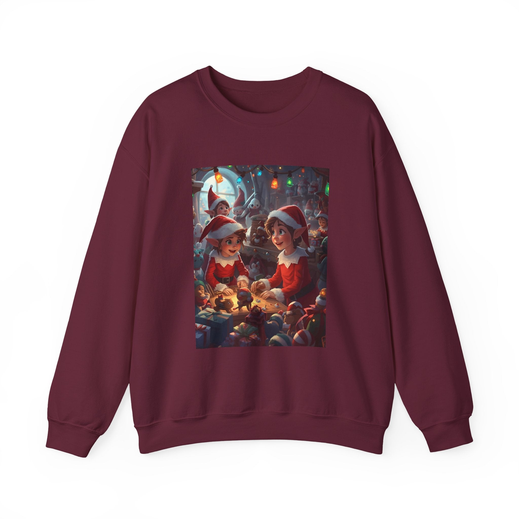 Christmas Elf Illustrative Sweatshirt, Christmas Gift, Holiday Apparel, Cozy Sweatshirt, Unisex Crewneck