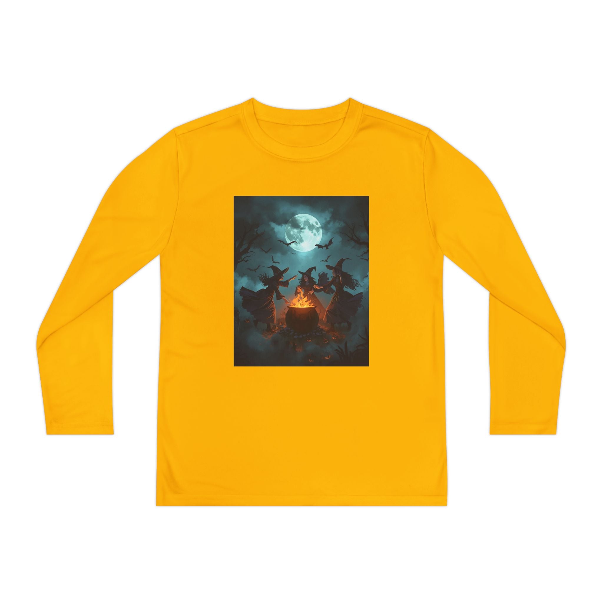 Spooky Night Youth Long Sleeve Tee, Halloween Shirt, Youth Moon Tee, Ghostly Apparel, Autumn Outfit, Gift for Kids