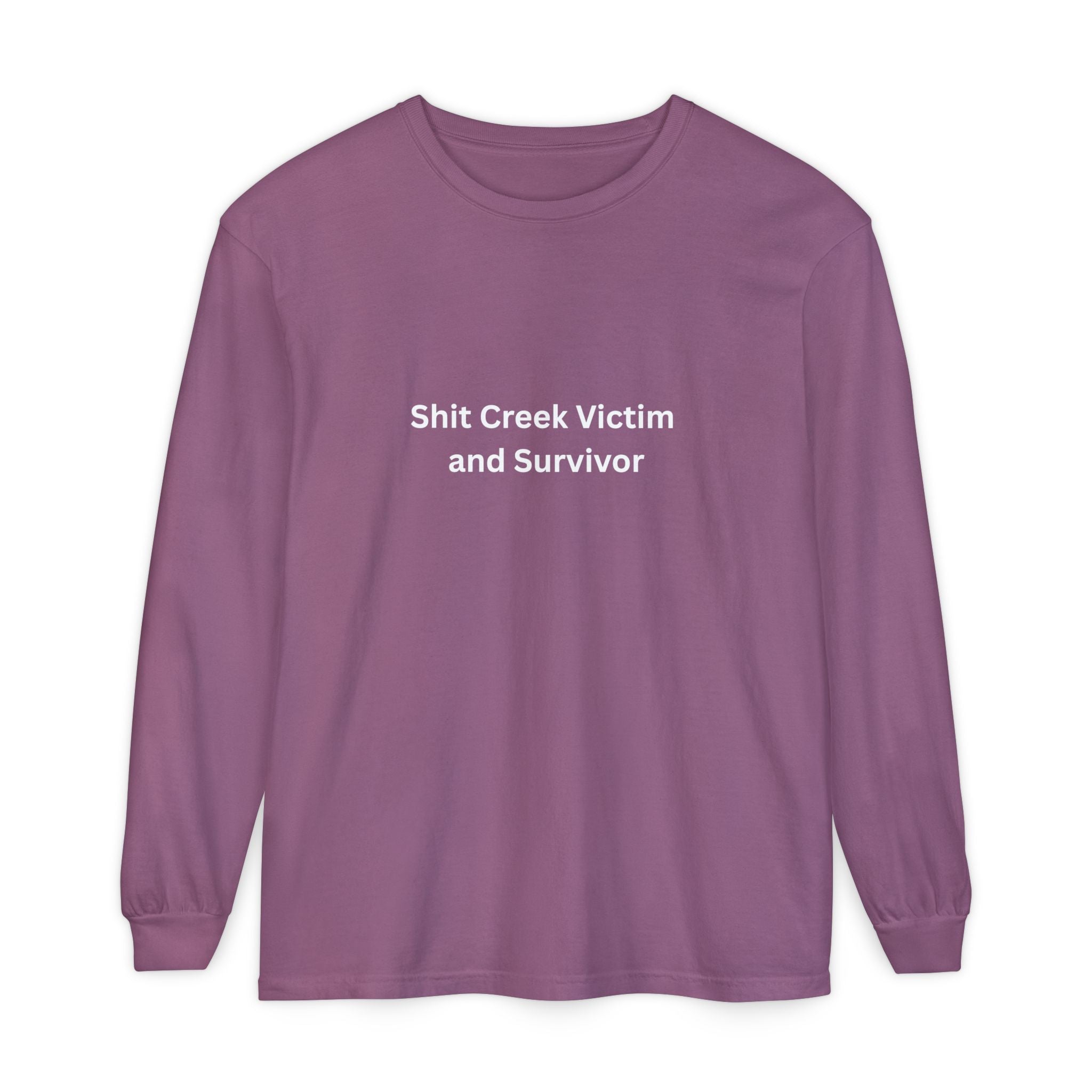 Shit Creek Survivor Long Sleeve T-Shirt, Funny Gift, Casual Wear, Humor Shirt, Birthday Gift, Unisex Apparel