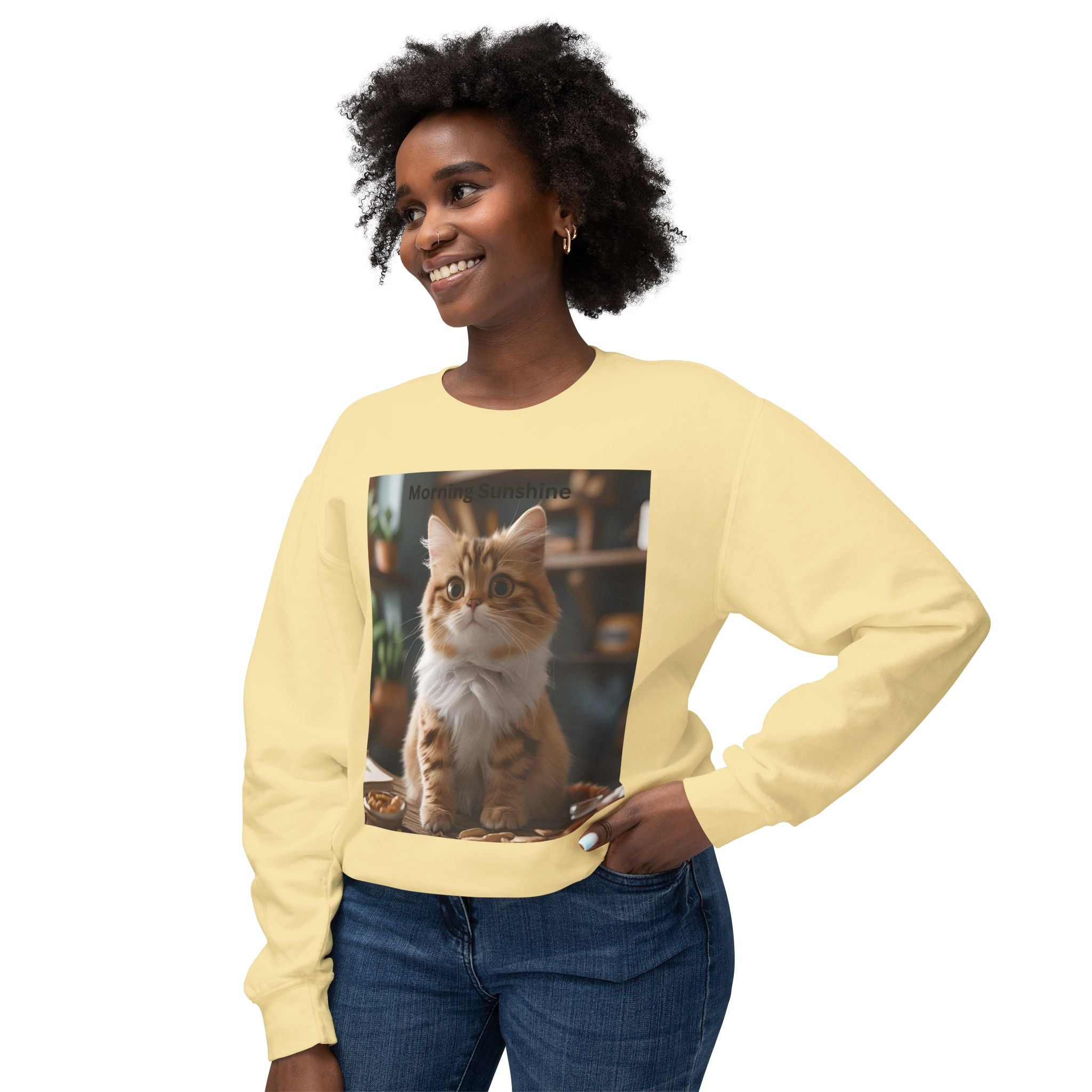 Cute Cat Crewneck Sweatshirt, Cozy Sweatshirt, Gift for Cat Lovers, Funny Cat Apparel, Casual Outfit, Pet Lover Gift