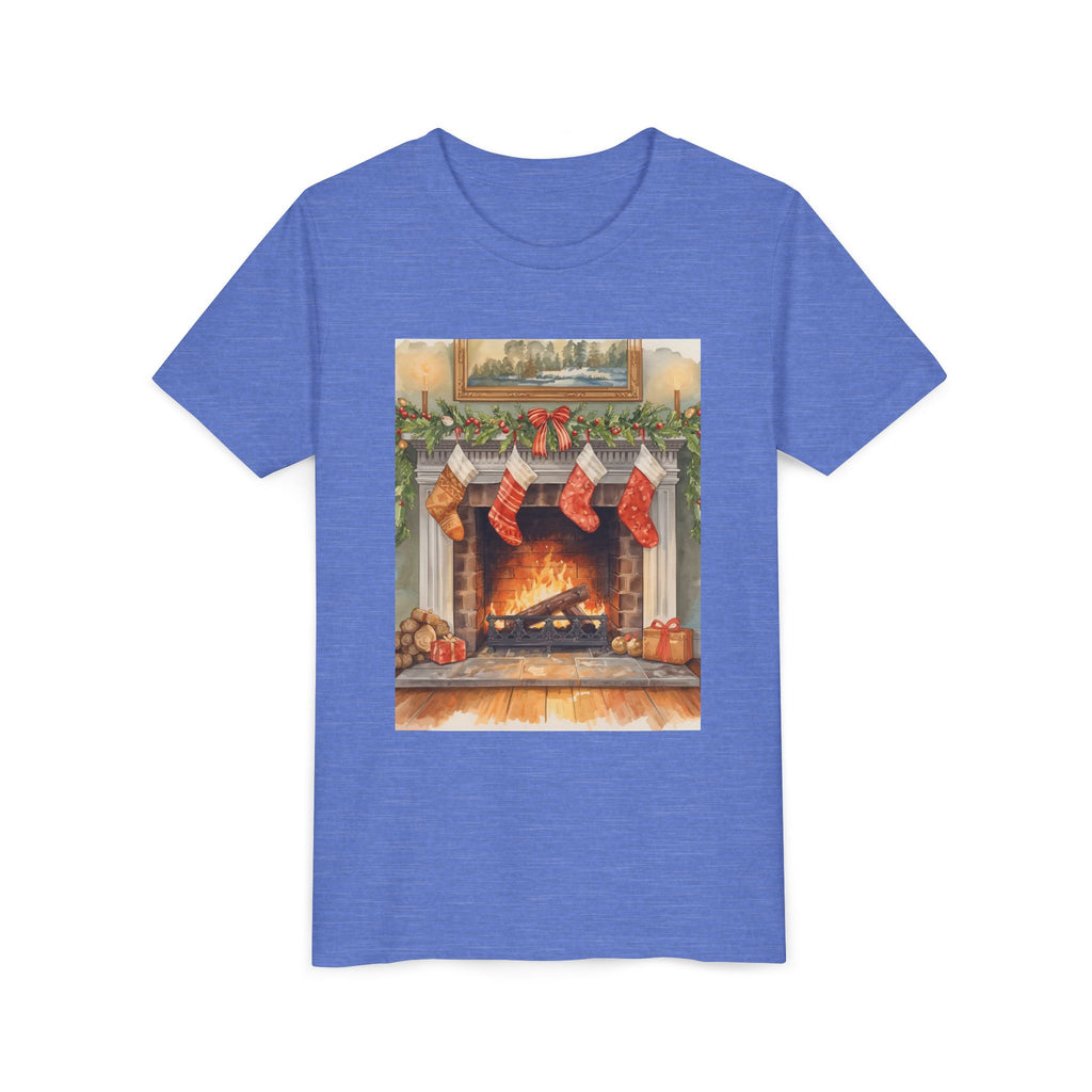 Christmas Stocking Fireplace Youth Short Sleeve Tee