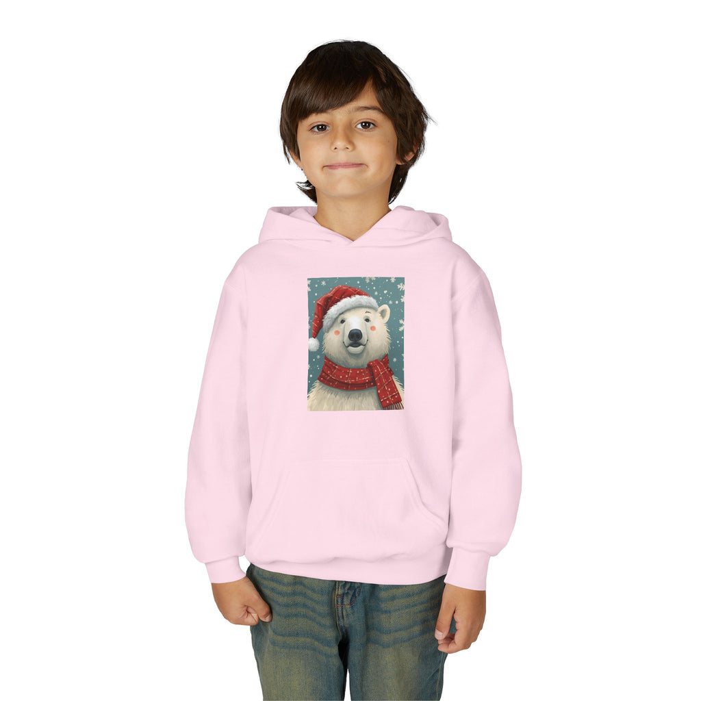 Cozy Polar Bear Christmas Hoodie, Holiday Sweatshirt for Kids, Winter Wear, Gift Idea, Cute Kids Hooded Sweatshirt