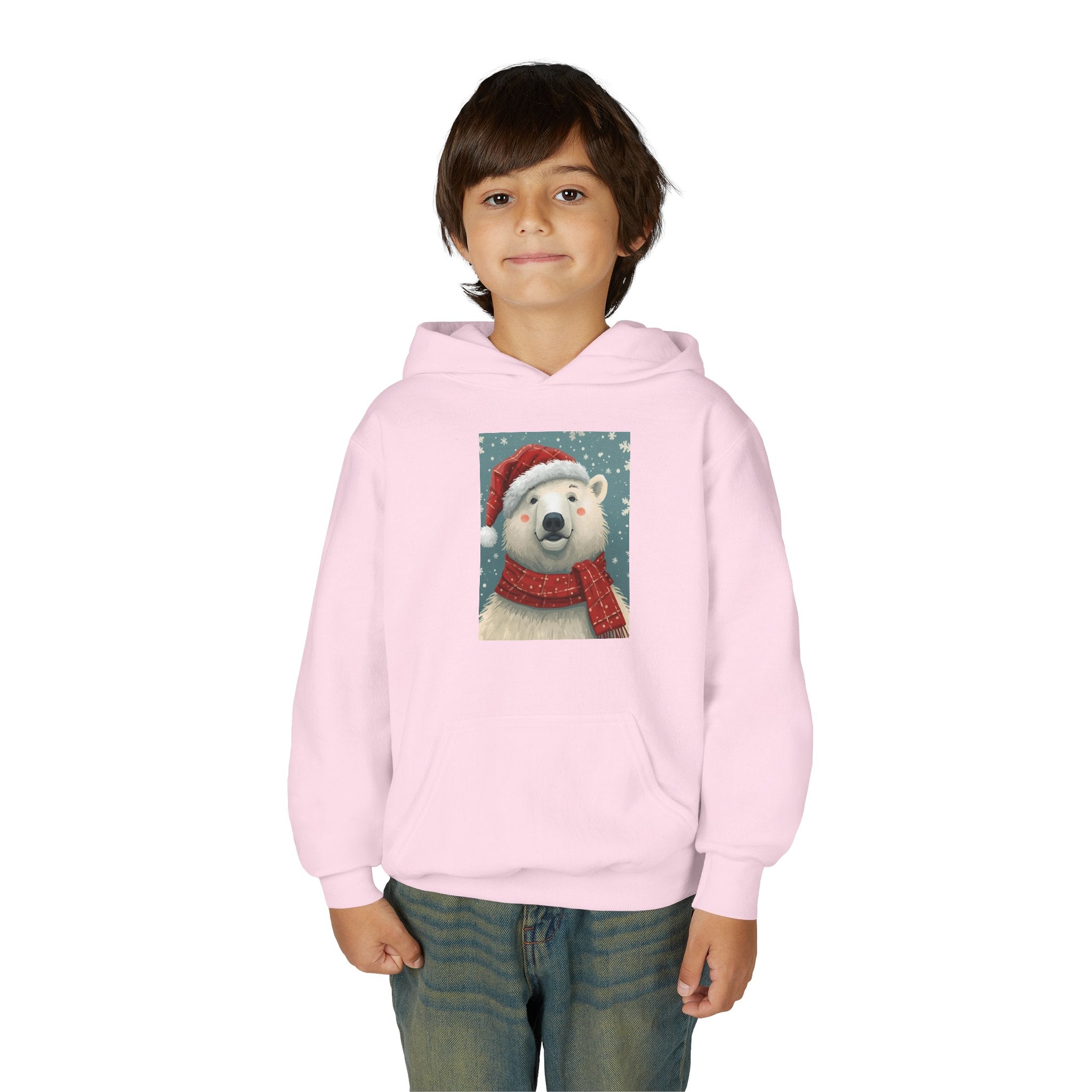 Cozy Polar Bear Christmas Hoodie, Holiday Sweatshirt for Kids, Winter Wear, Gift Idea, Cute Kids Hooded Sweatshirt