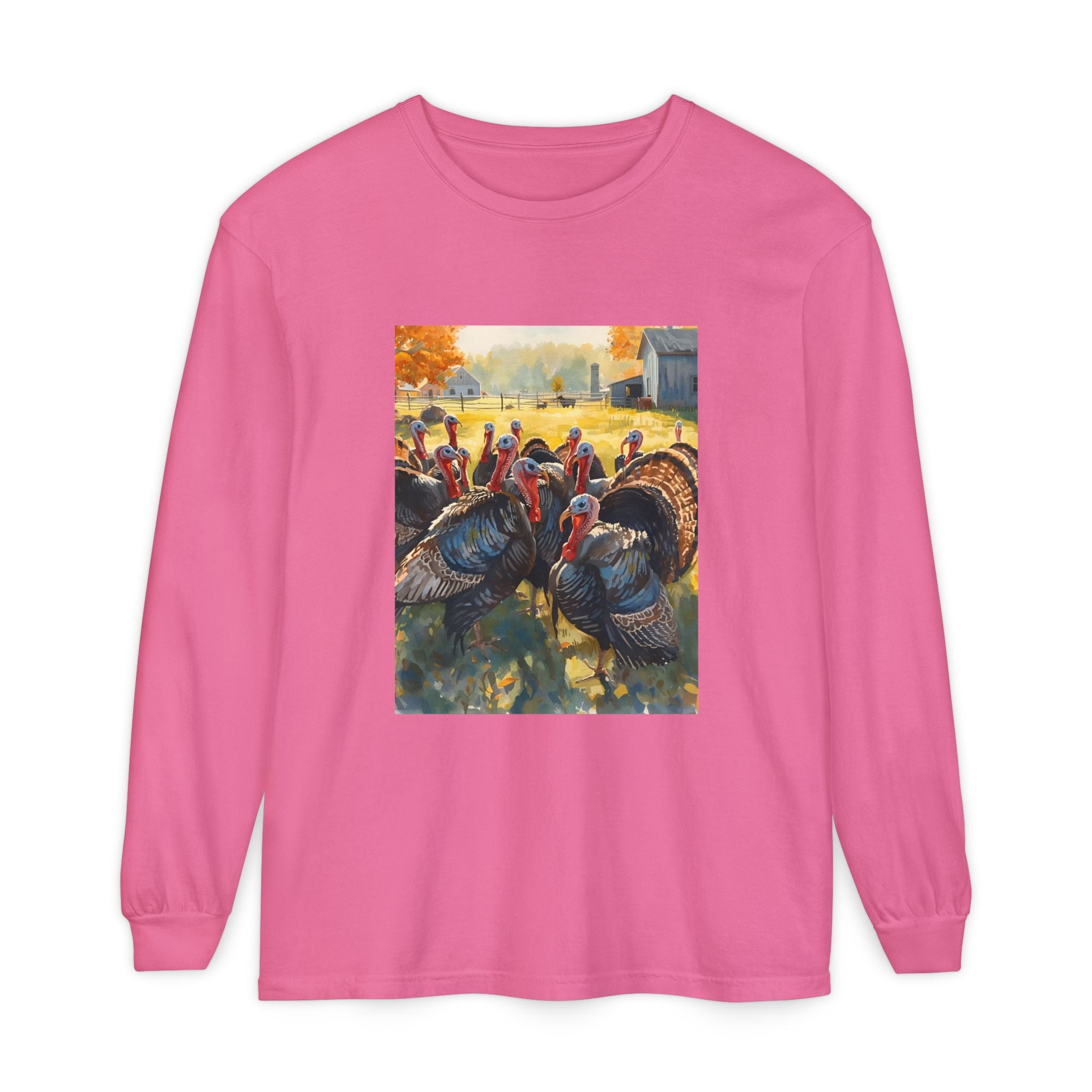 Thanksgiving Turkey Unisex Garment-dyed Long Sleeve T-Shirt