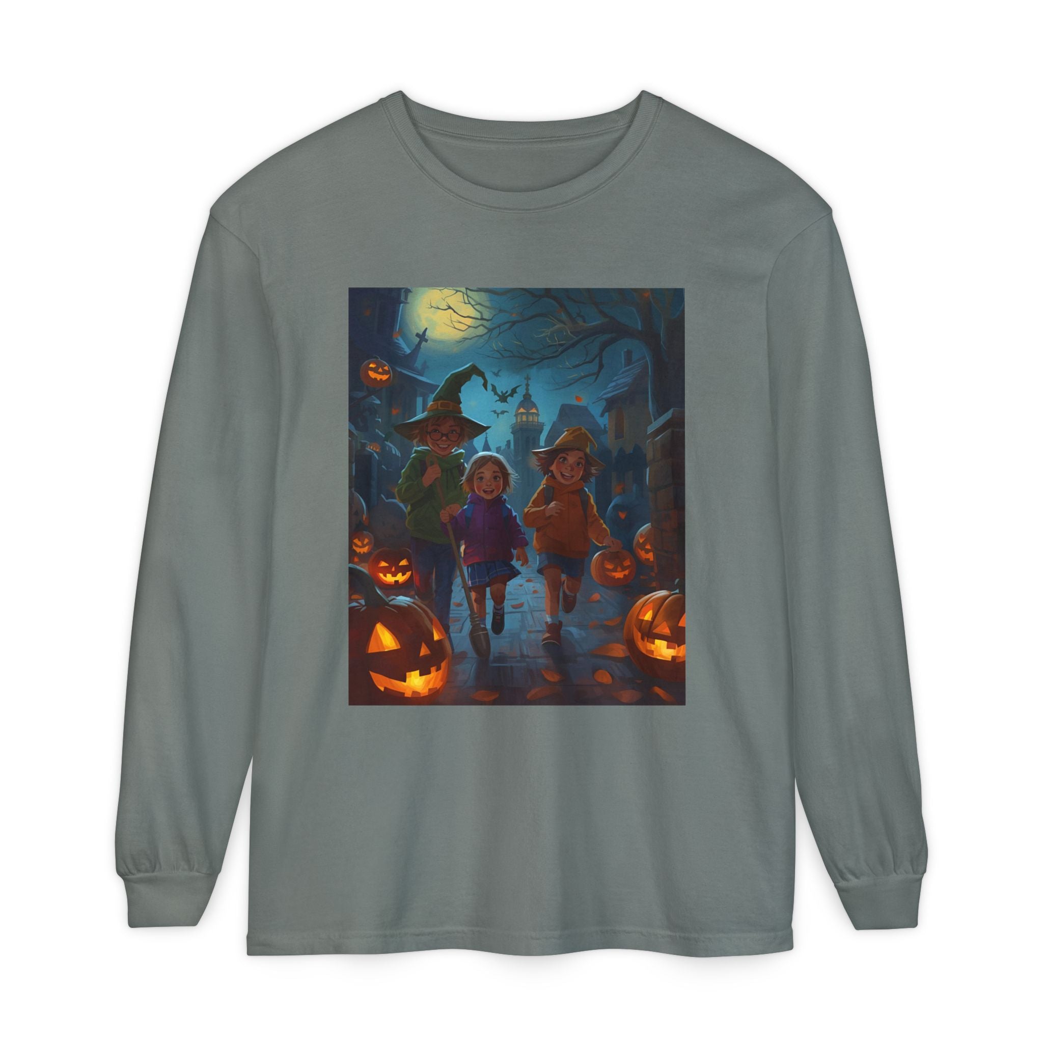 Halloween Themed Unisex Long Sleeve T-Shirt, Spooky Autumn Apparel, Trick-or-Treat Shirt, Fall Fashion, Casual Halloween Outfits