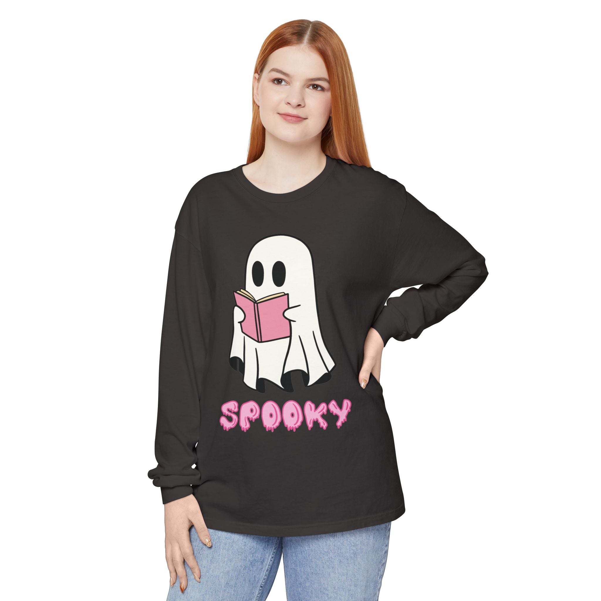 Spooky Ghost Long Sleeve T-Shirt, Halloween Shirt, Unisex Tee, Cozy Casual Apparel, Ghost Reading Book Design, Perfect for Fall [...]