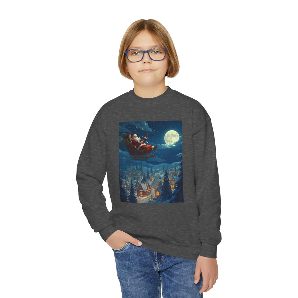 Christmas Santa Sleigh Youth Crewneck Sweatshirt