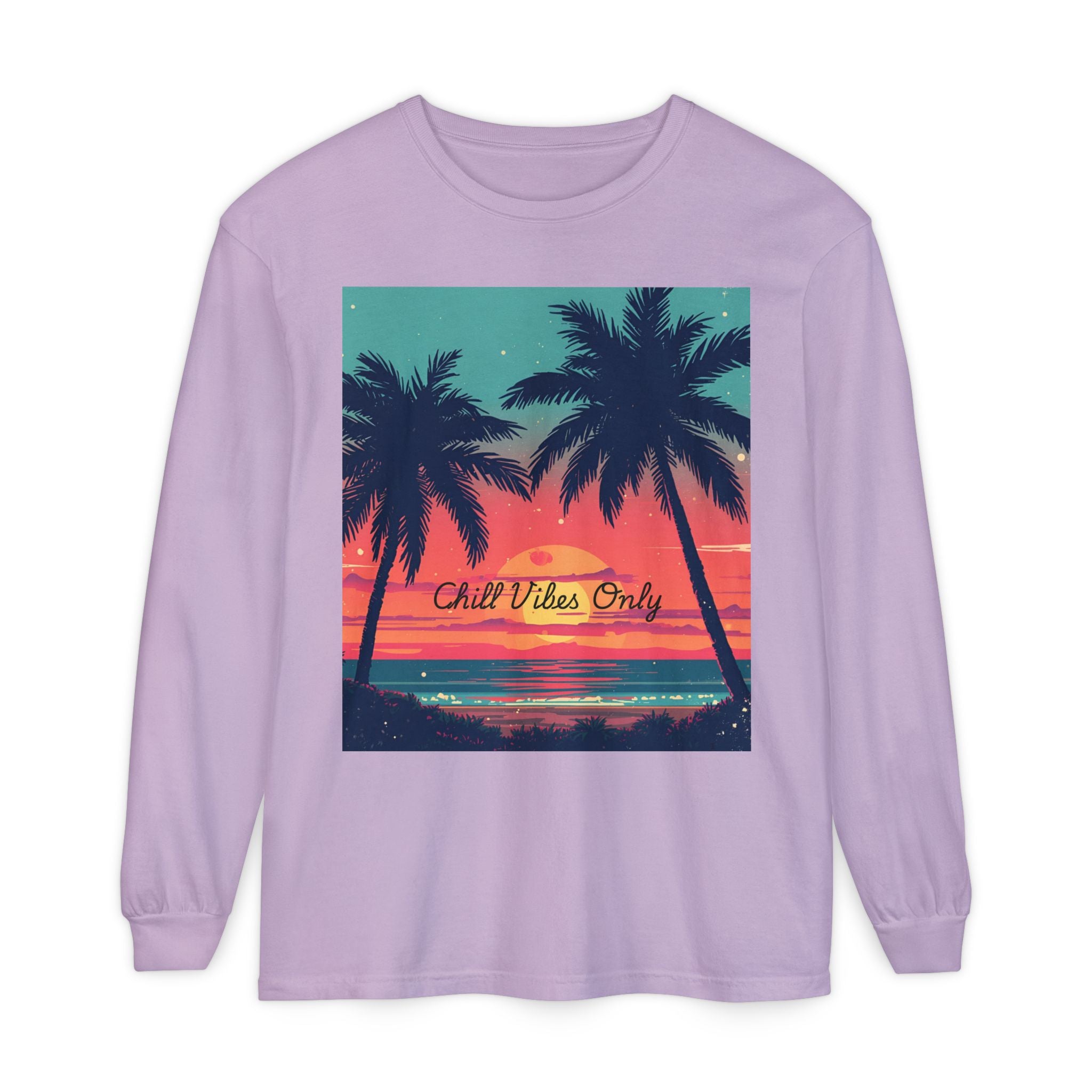 Tropical Sunset Unisex Garment-dyed Long Sleeve T-Shirt