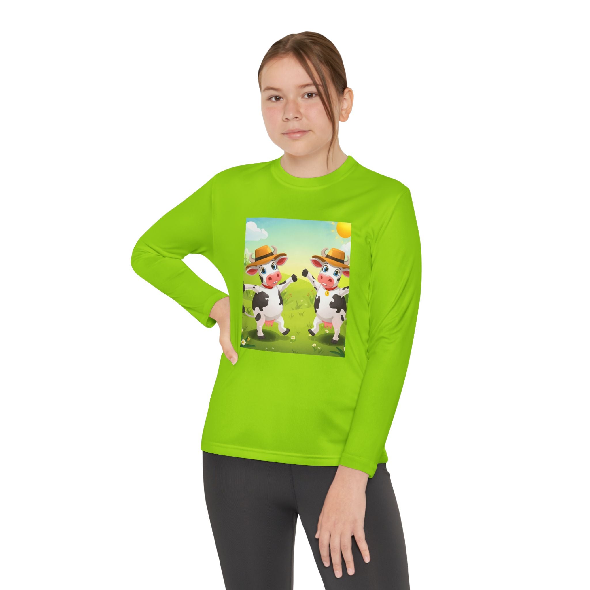 Cute Cows Farm Fun Youth Long Sleeve Competitor Tee