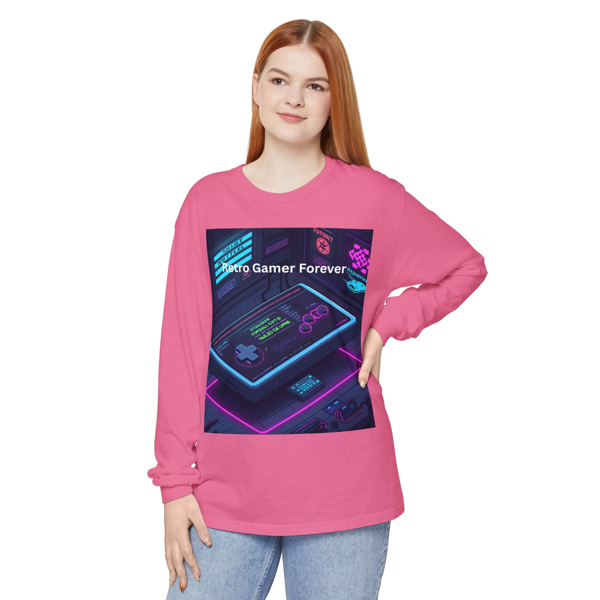 Retro Game Controller Unisex Garment-dyed Long Sleeve T-Shirt