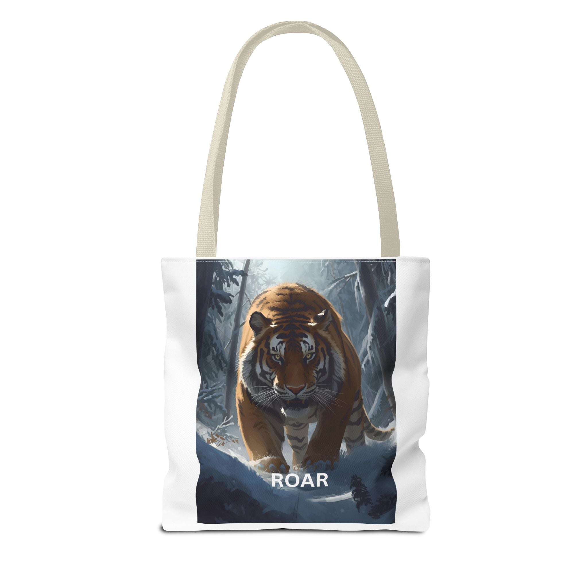 Majestic Tiger Snow Roar Tote Bag | Roar Wildlife Bag, Eco Friendly Tote, Animal Lover Gift, Stylish Shopping Bag, Nature-Theme Accessories